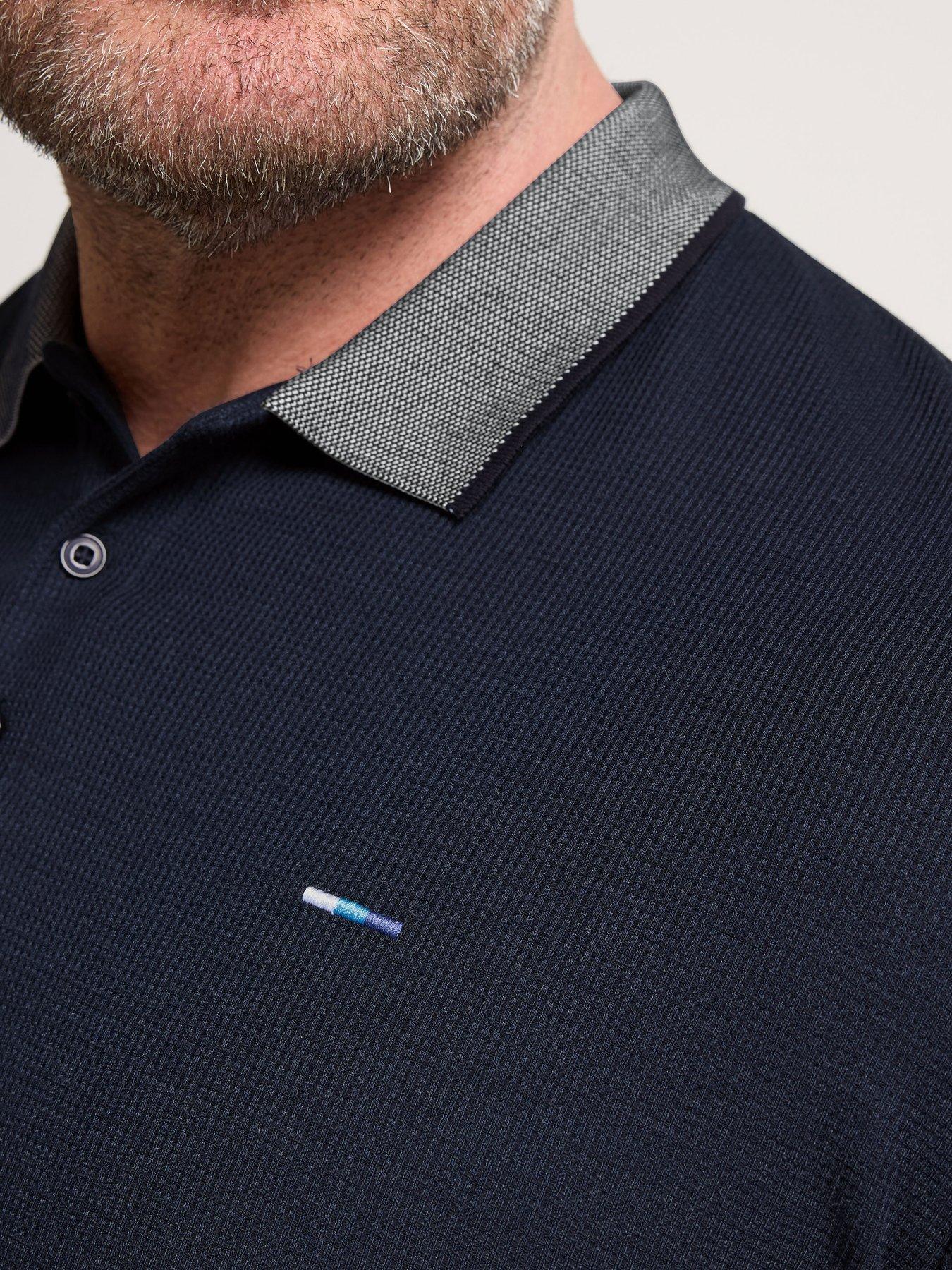 Image 4 of 5 of BadRhino Two Tone Waffle Polo Shirt - Blue
