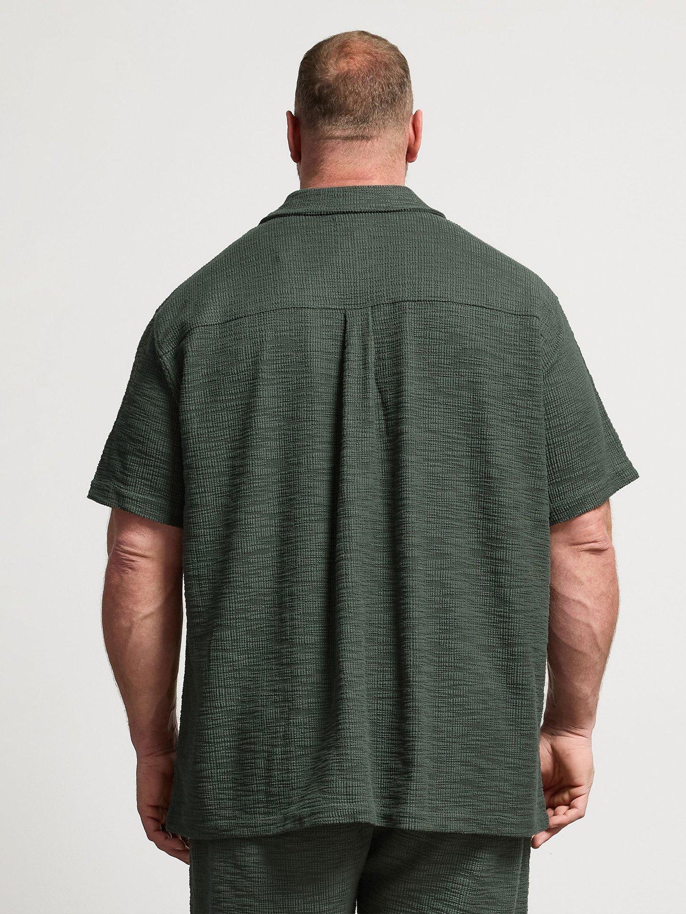 Image 2 of 5 of BadRhino Textured Short Sleeve Revere Shirt - Green