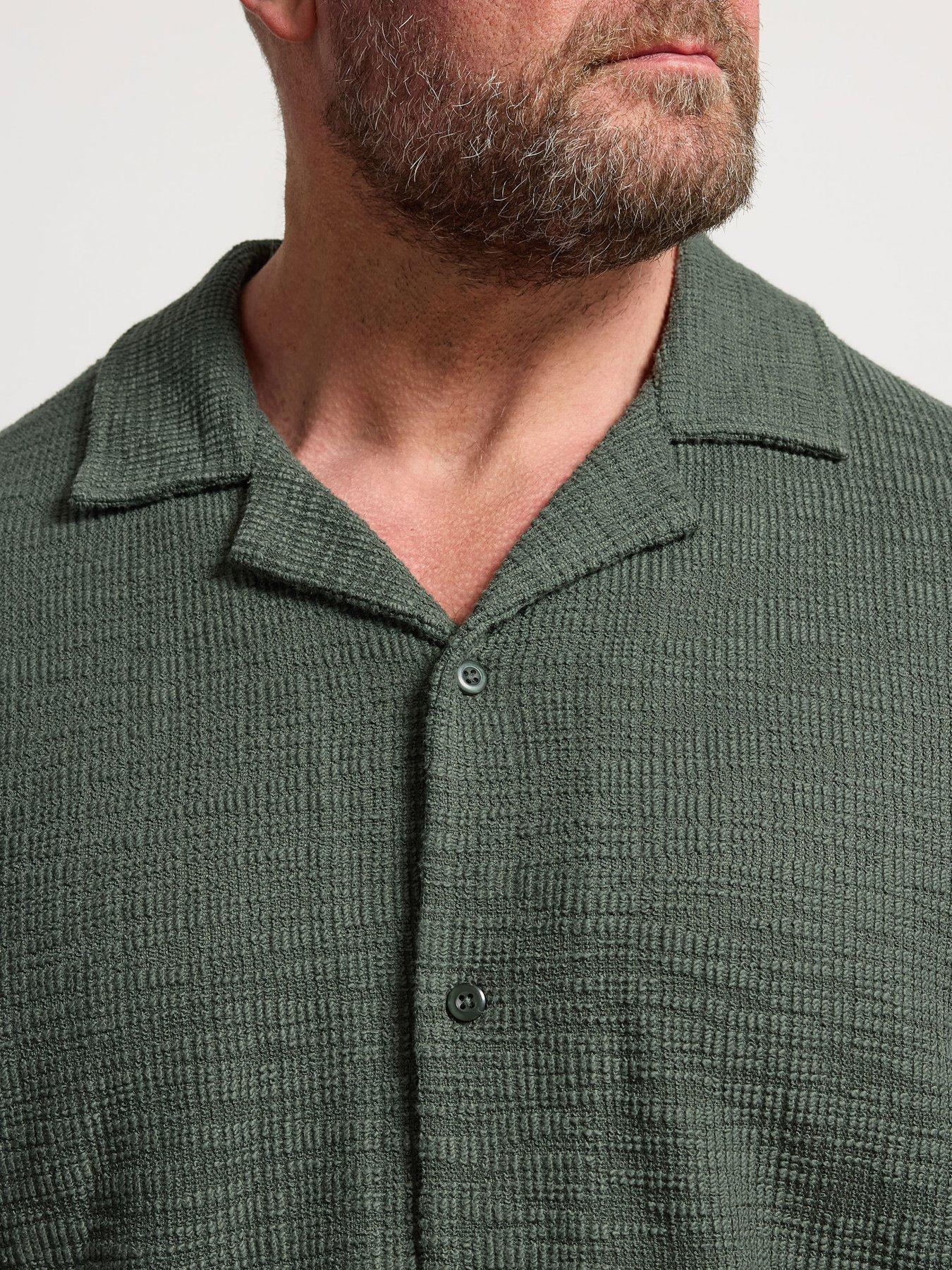 Image 4 of 5 of BadRhino Textured Short Sleeve Revere Shirt - Green