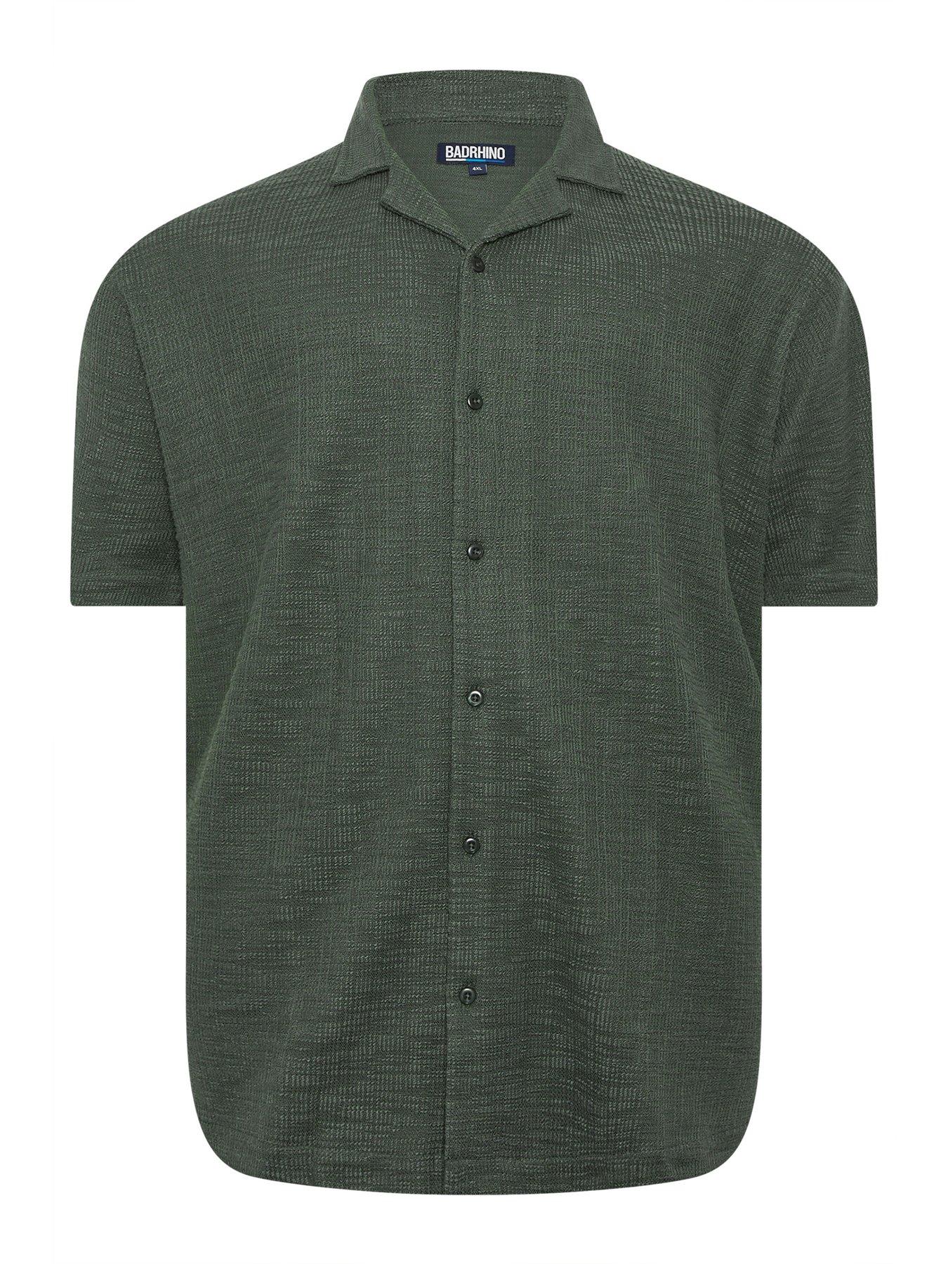 Image 5 of 5 of BadRhino Textured Short Sleeve Revere Shirt - Green