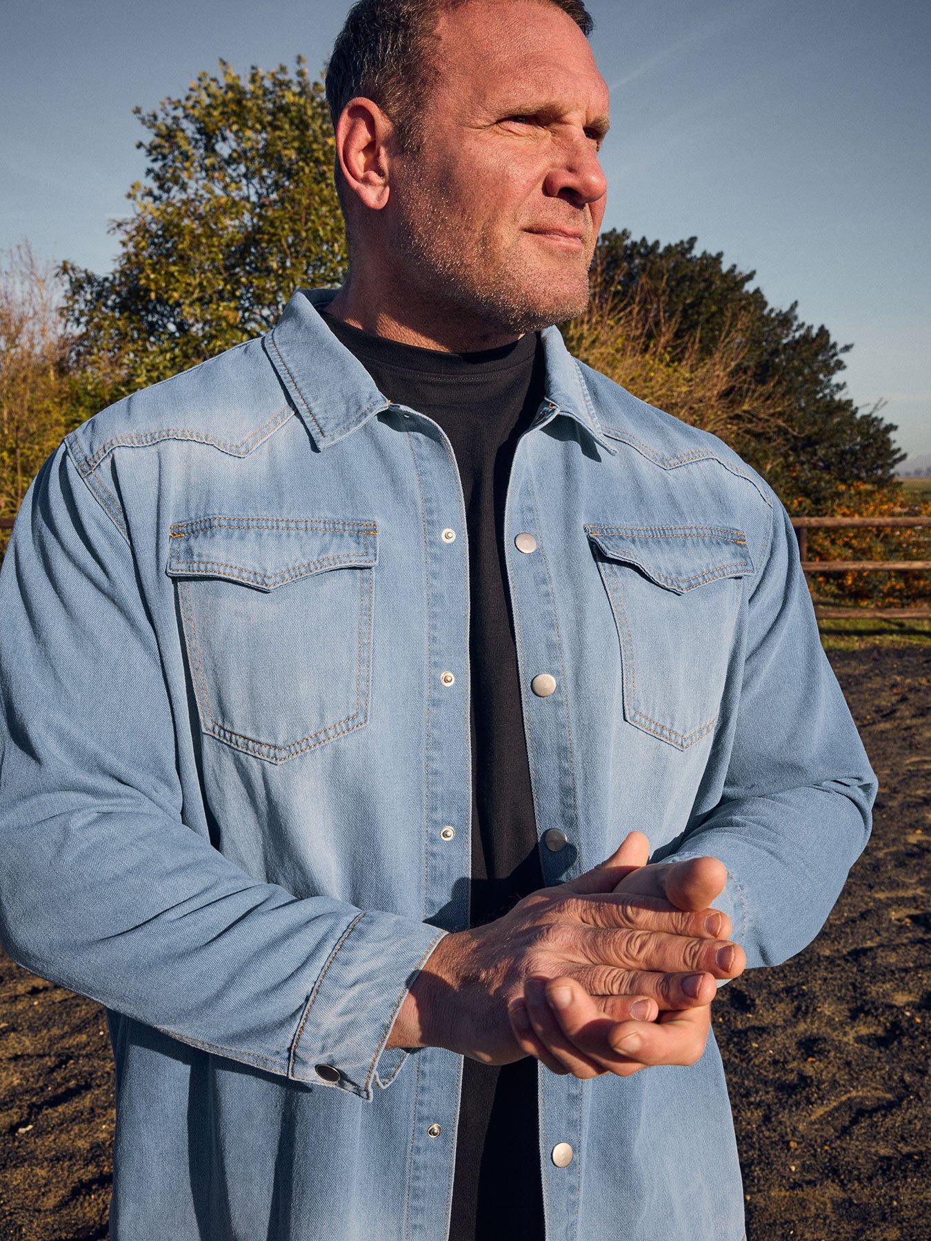 Badrhino Long Sleeve Denim Shirt - Blue
