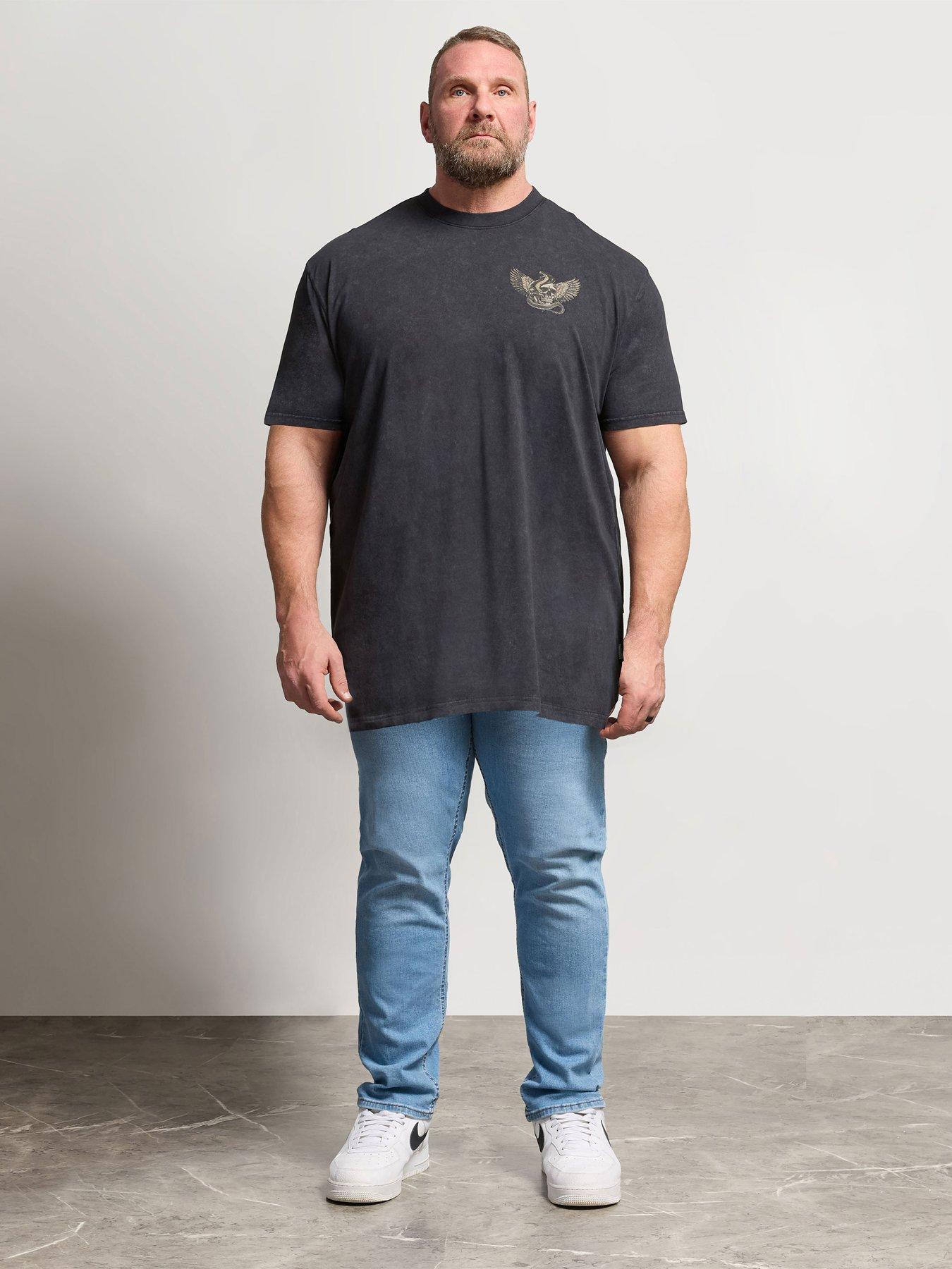 Image 3 of 6 of BadRhino Snake Skull Acid Wash Extra Long T-Shirt - Grey