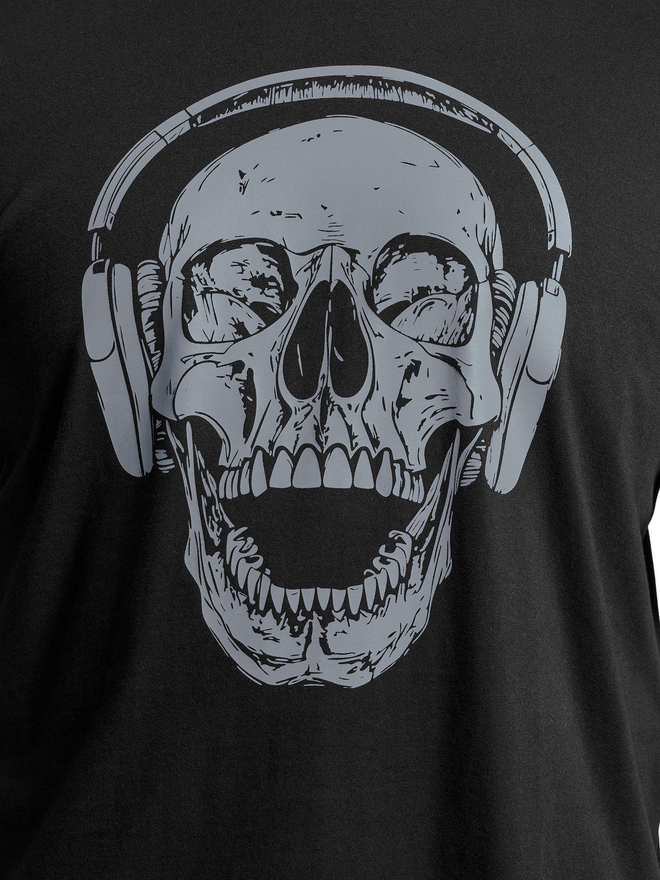 Image 4 of 5 of BadRhino Skull Headphones T-Shirt - Black