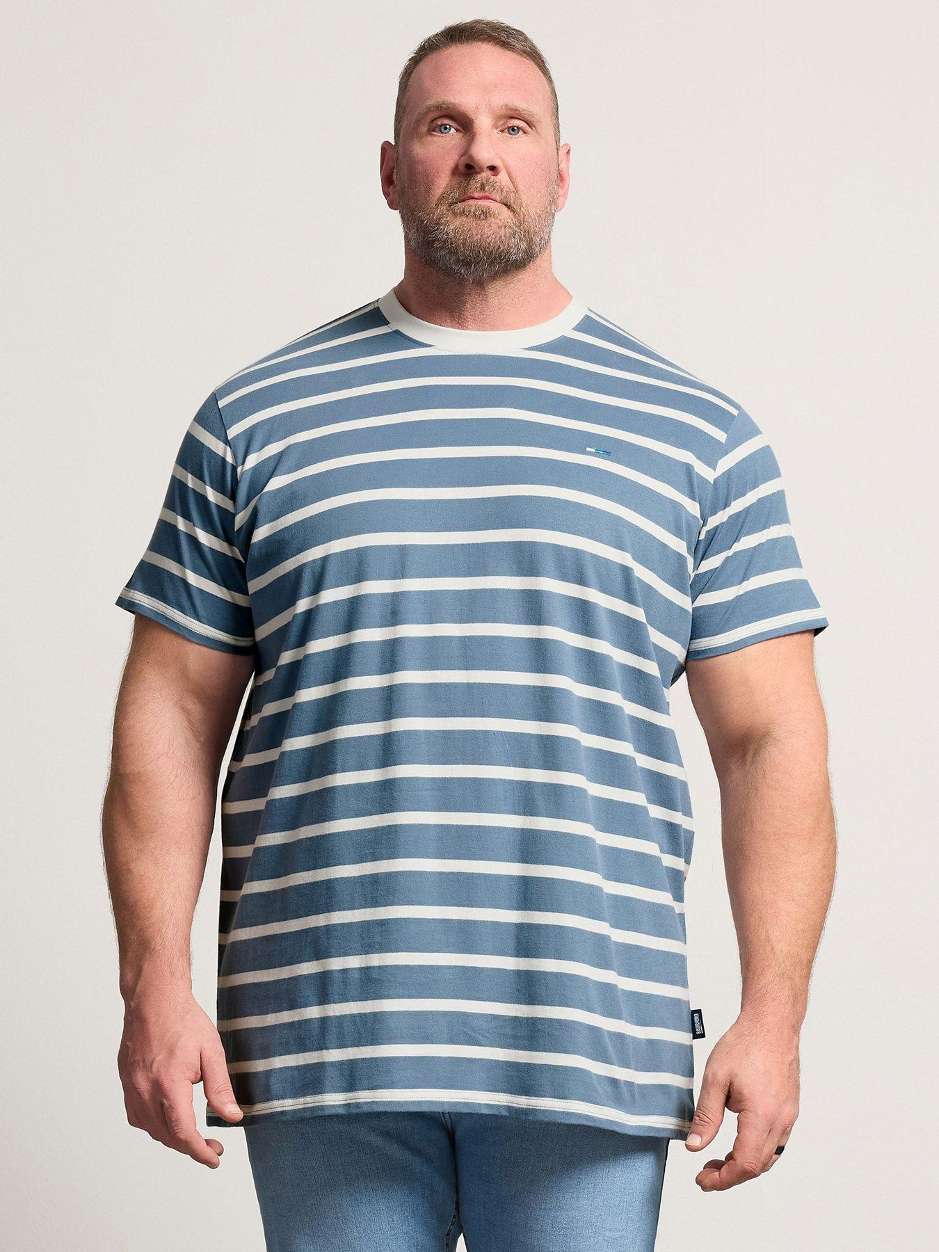 Badrhino Striped Extra Long T-Shirt - Blue