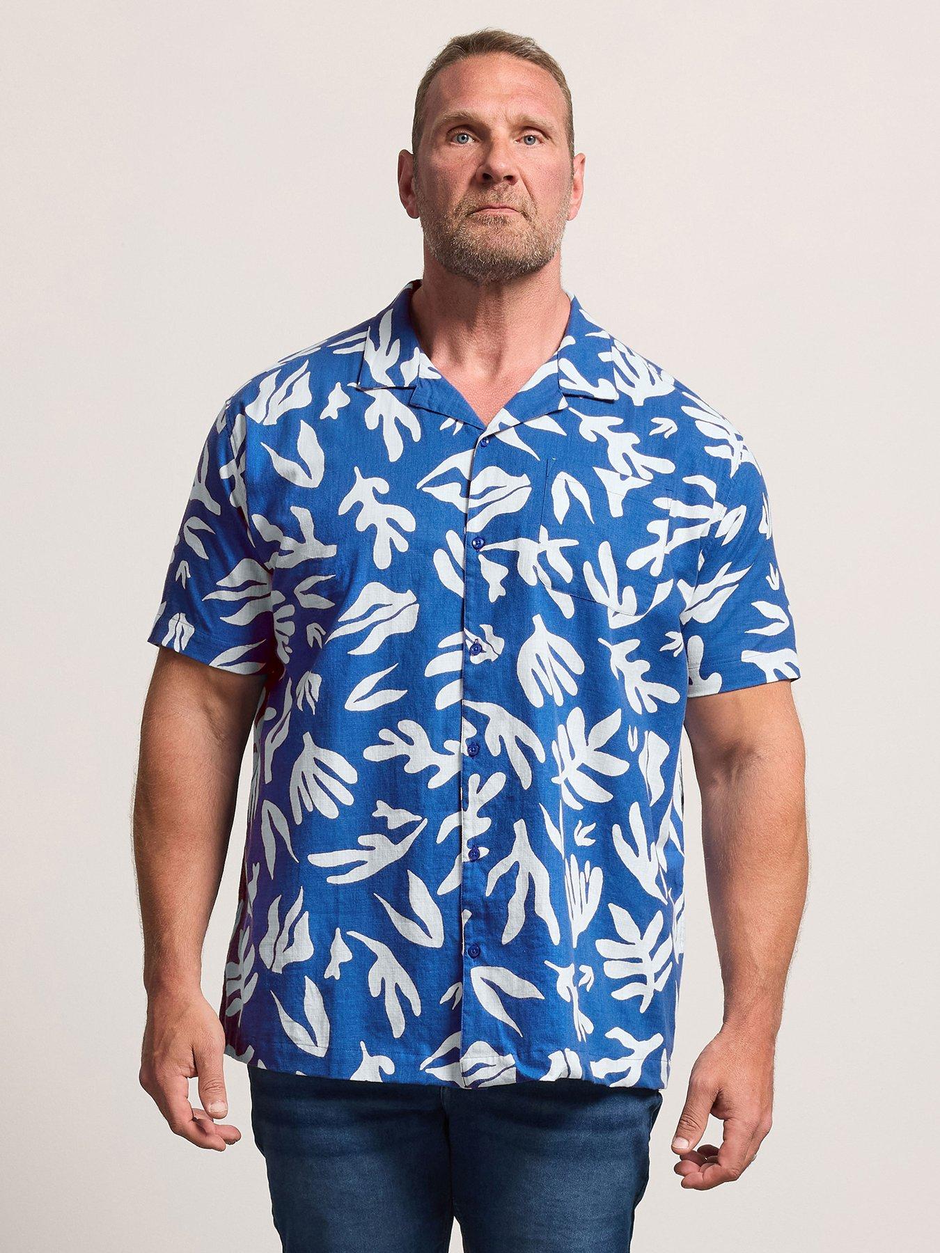 BadRhino Resort Abstract Short Sleeve Shirt, Blue, Size L, Men