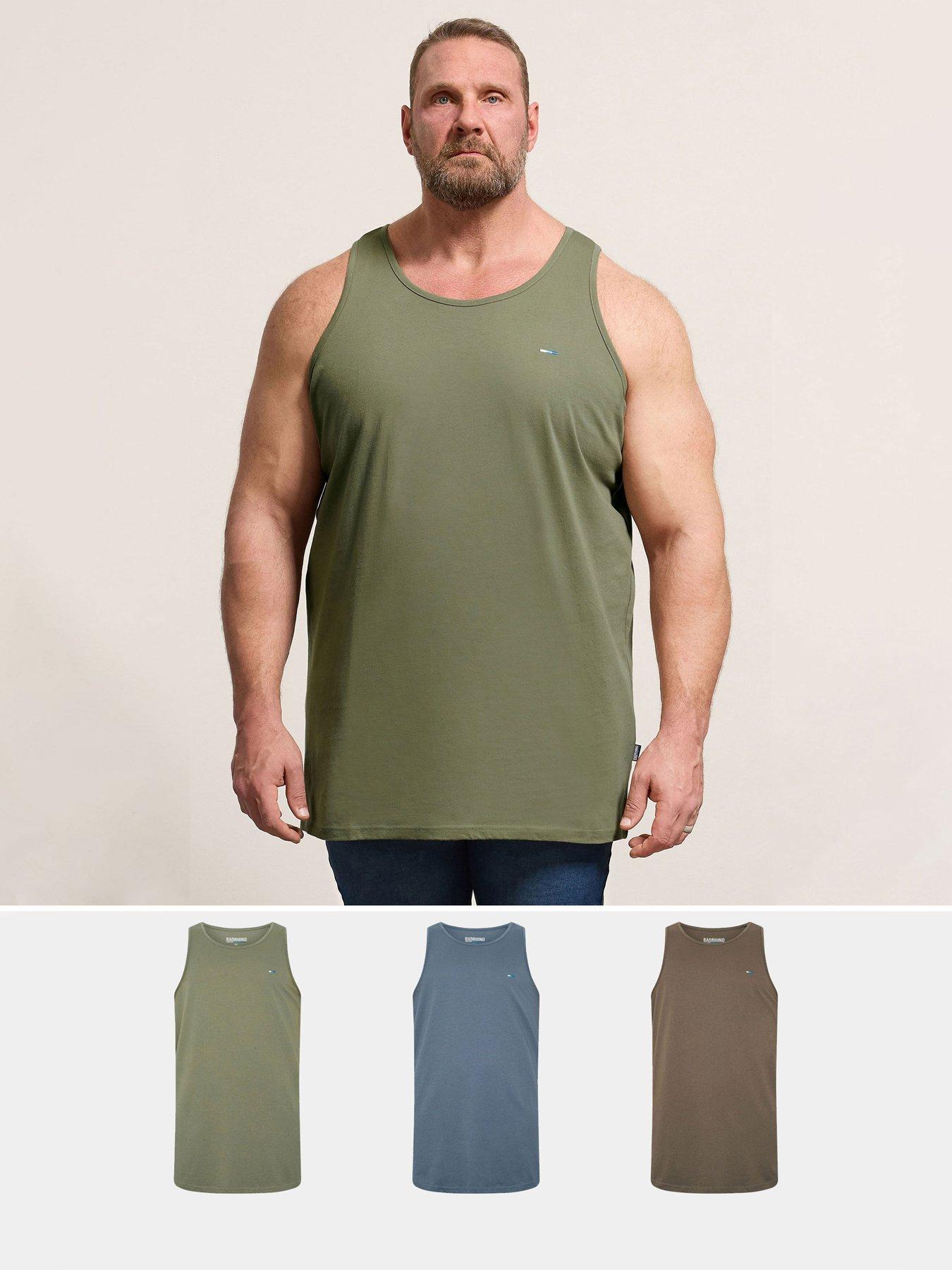 BadRhino 3 Pack Longline Vests, Green/Blue/Brown, Size 5-6Xl, Men