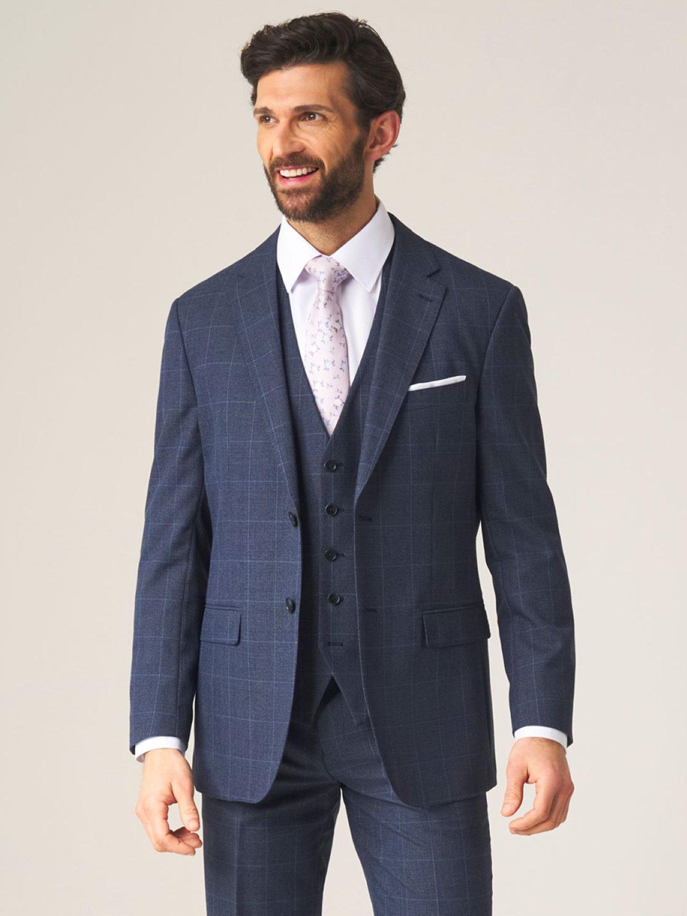 Skopes Anello Check Tailored Fit Suit Jacket, Blue, Size 46R, Men