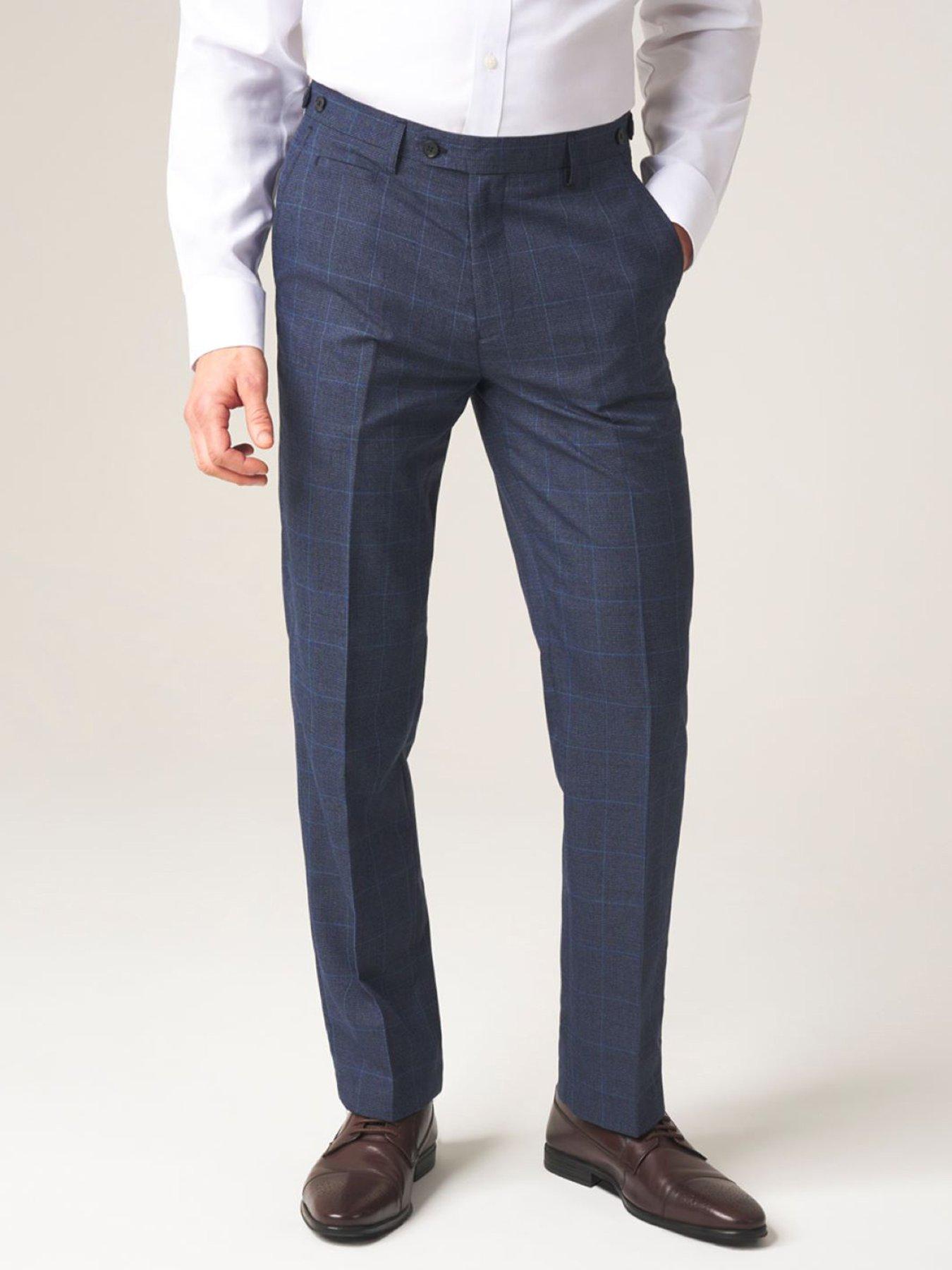 Skopes Anello Check Tailored Fit Suit Trousers, Blue, Size 46R, Men