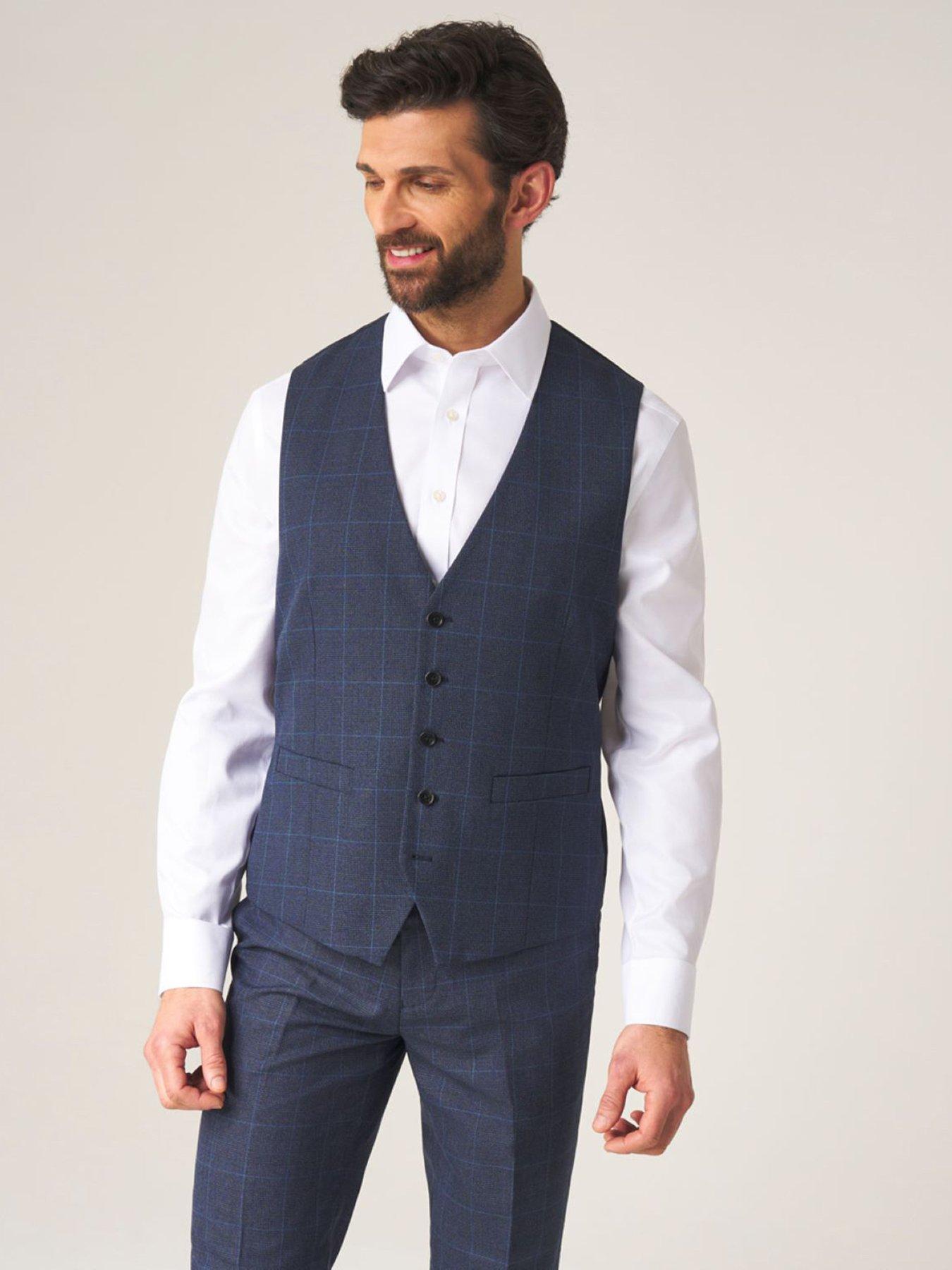 Skopes Anello Check Waistcoat, Blue, Size 44, Men