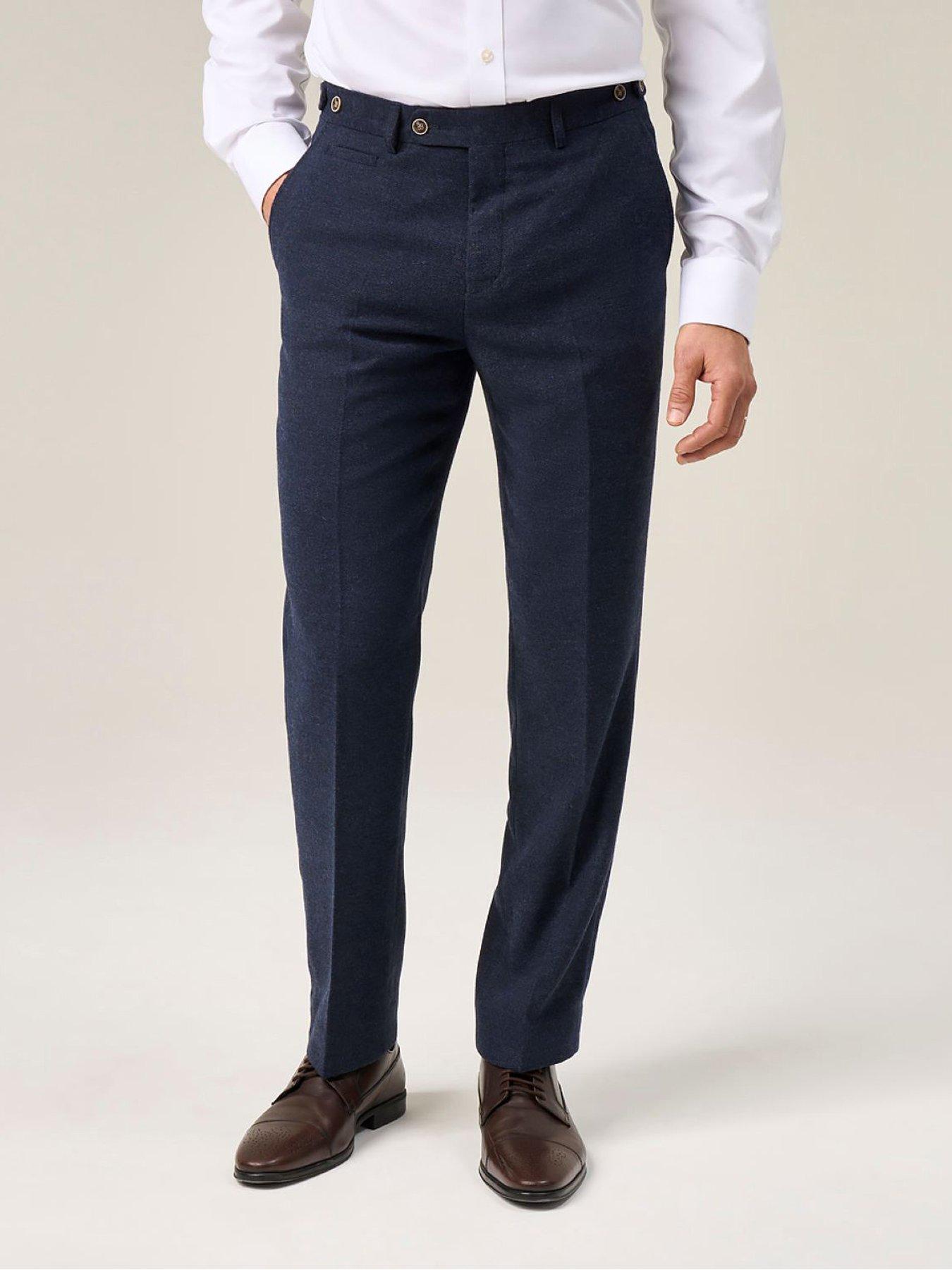 Skopes Jude Herringbone Tailored Fit Suit Trousers, Navy, Size 44R, Men