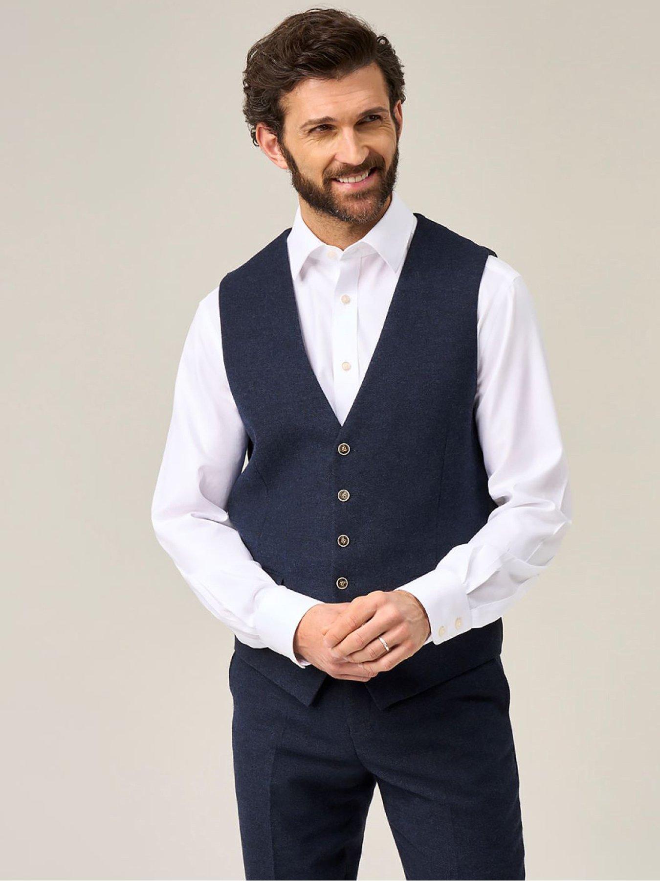 Skopes Jude Herringbone Waistcoat - Navy