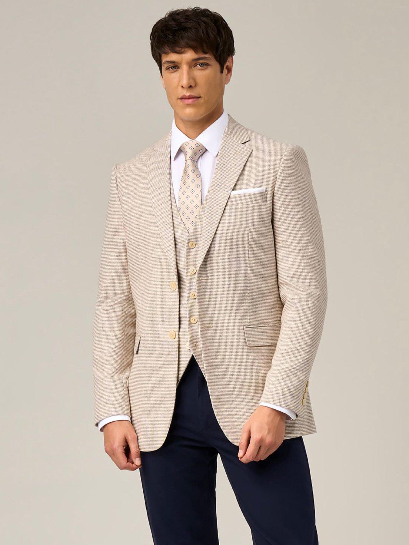 Image 1 of 7 of Skopes Aurelio Houndstooth Suit Jacket - Beige