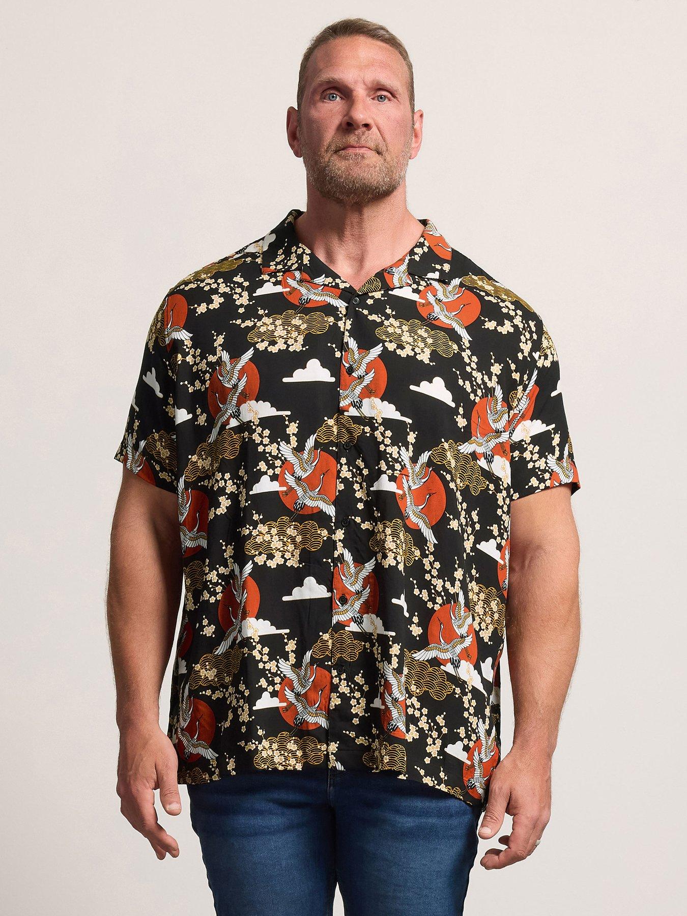 BadRhino Badrhino Crane Japanese Printed Short Sleeve Shirt