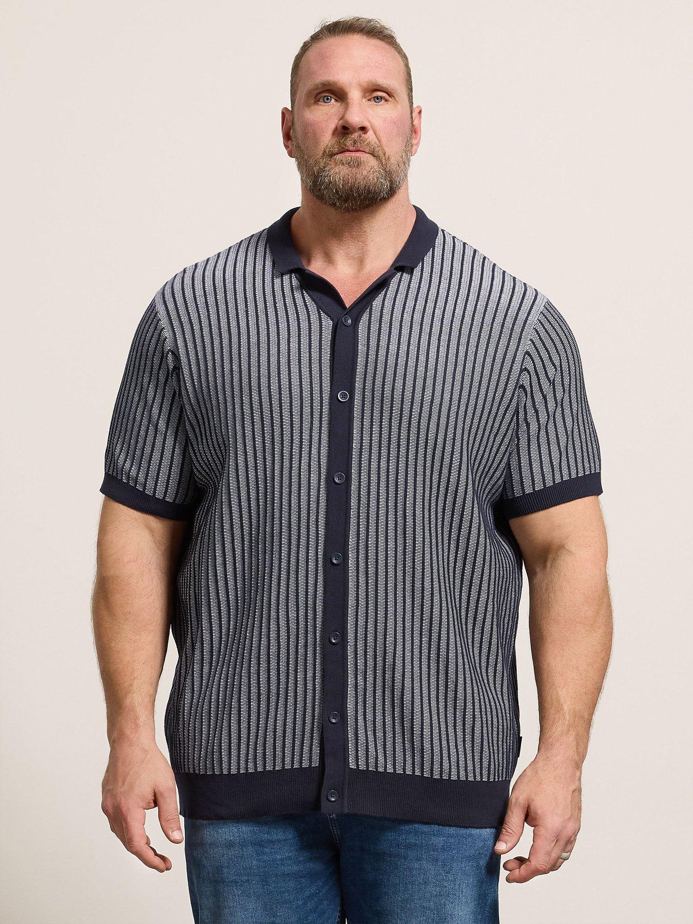 BadRhino Badrhino Knitted Fine Stripe Short Sleeve Shirt