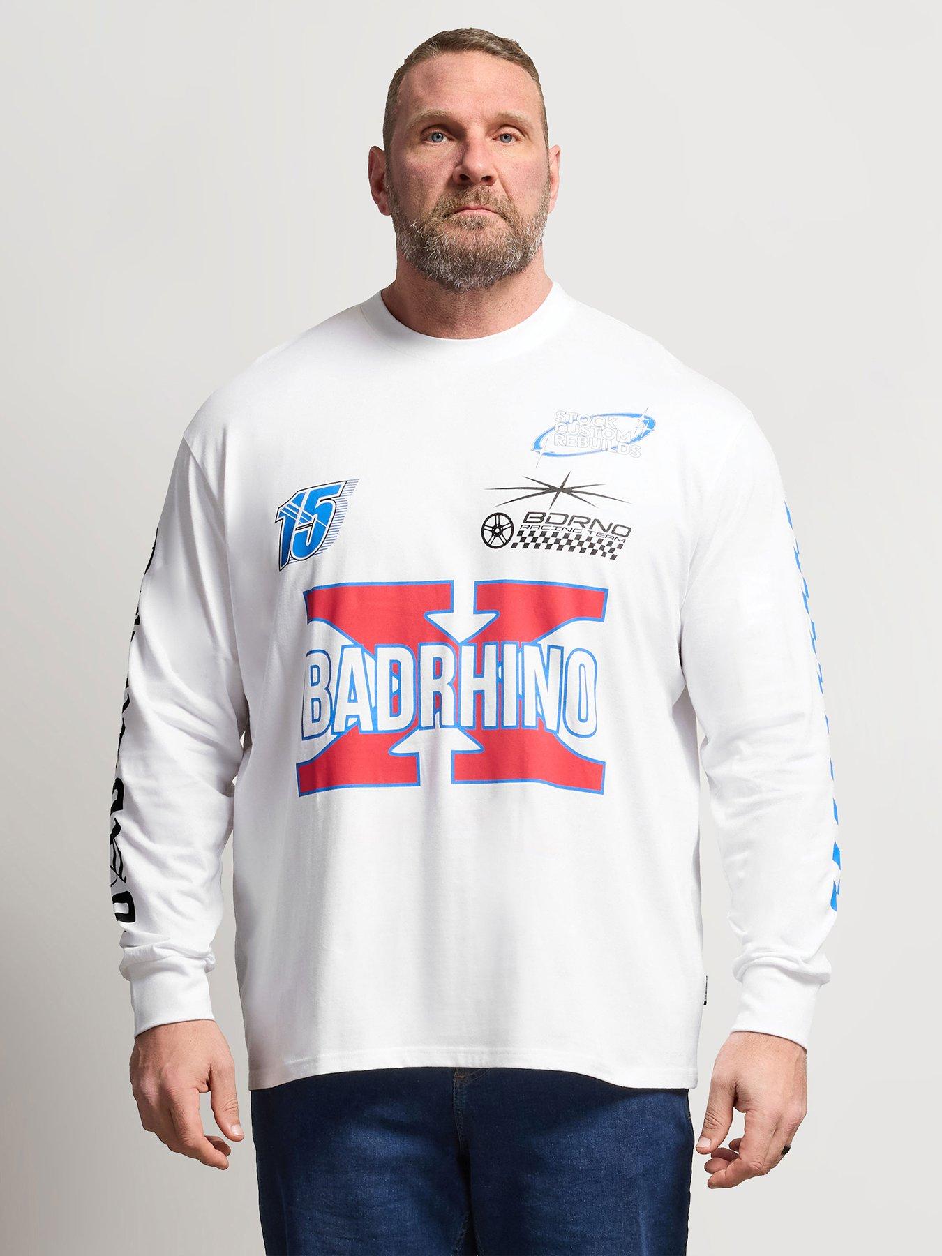 BadRhino Racing Long Sleeve T-Shirt, White, Size 4Xl, Men