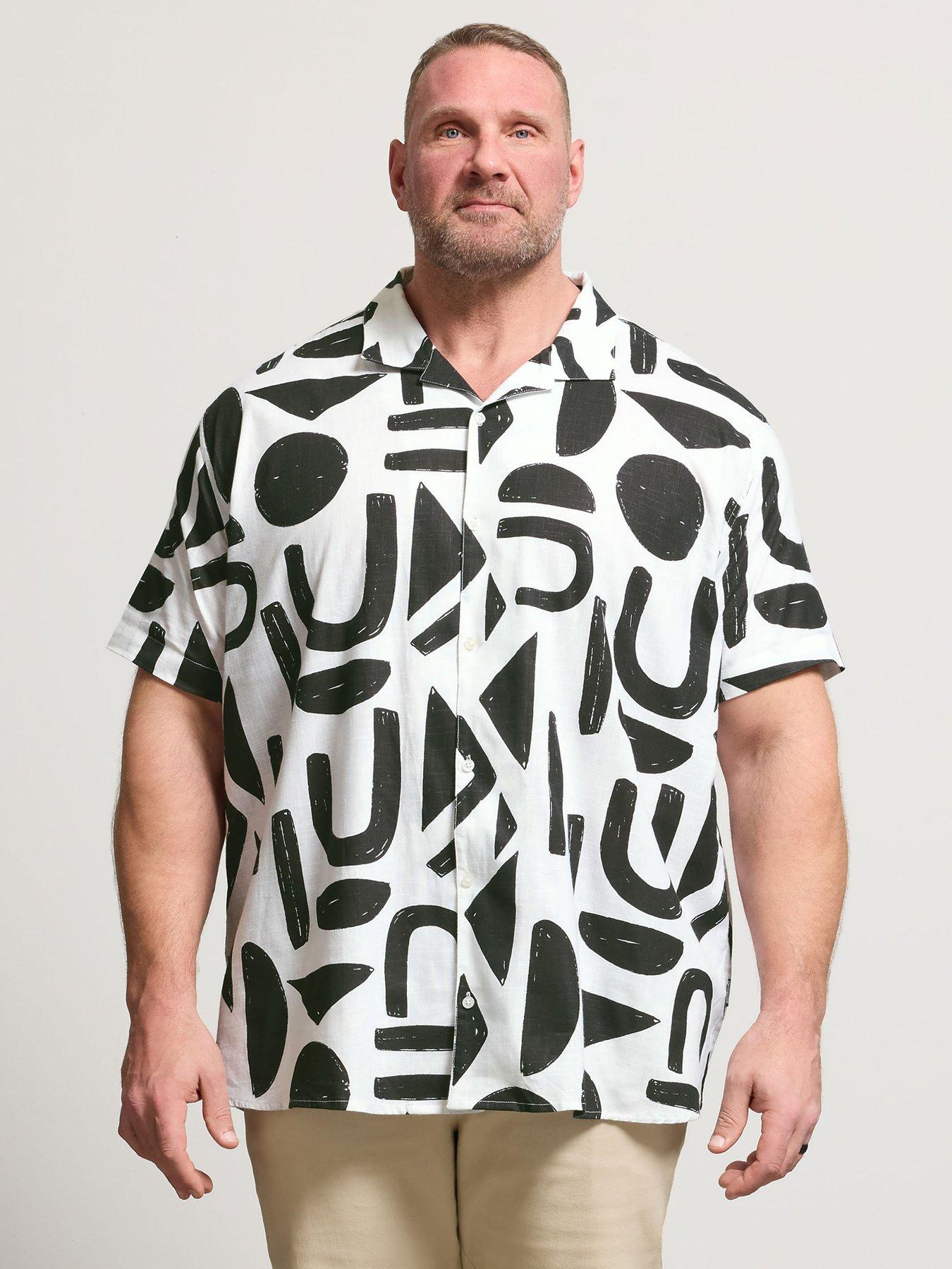 Image 1 of 5 of BadRhino Abstract Print Short Sleeve Shirt - Black