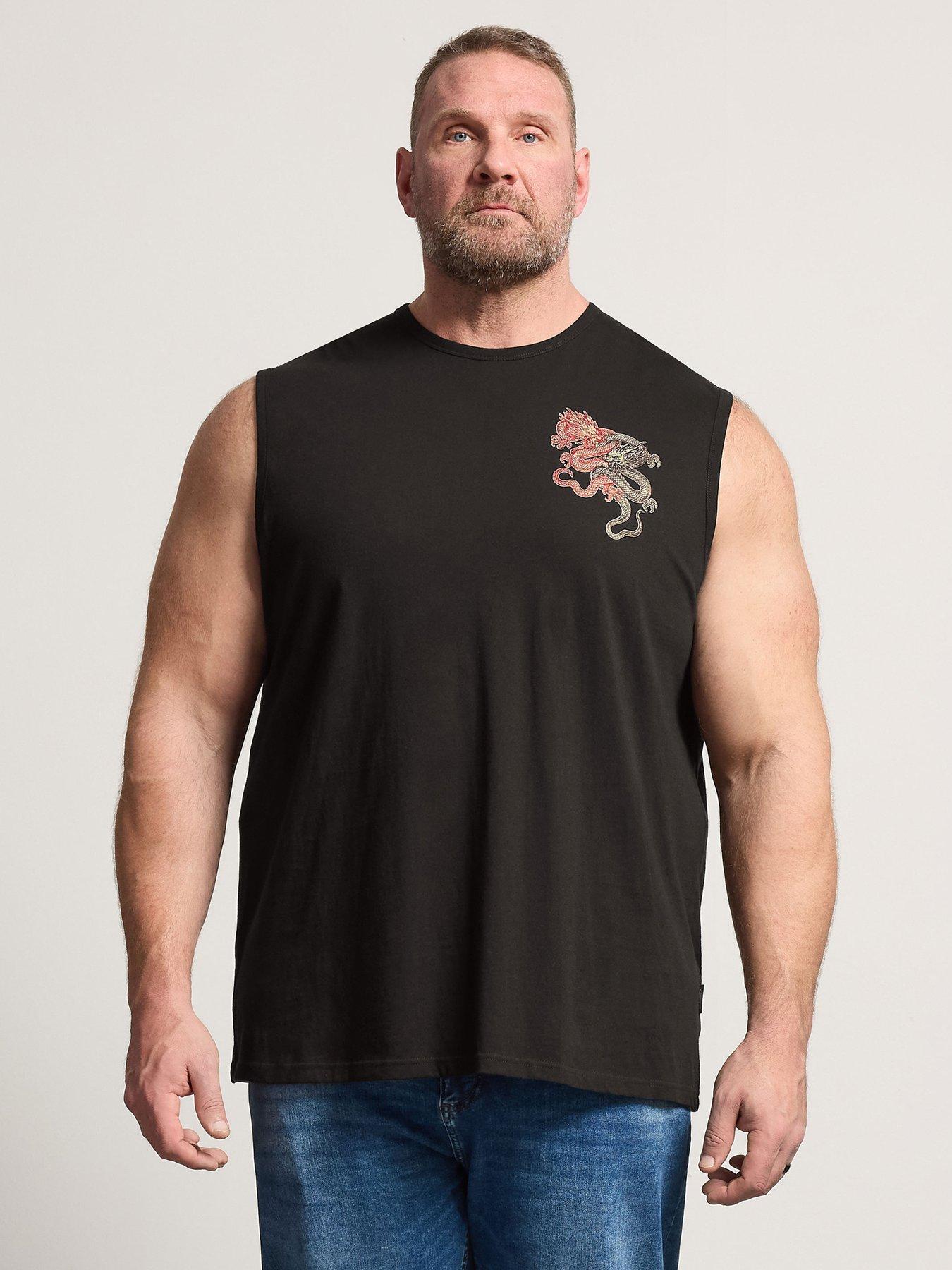 Image 1 of 6 of BadRhino Dragon Print Muscle Vest - Black