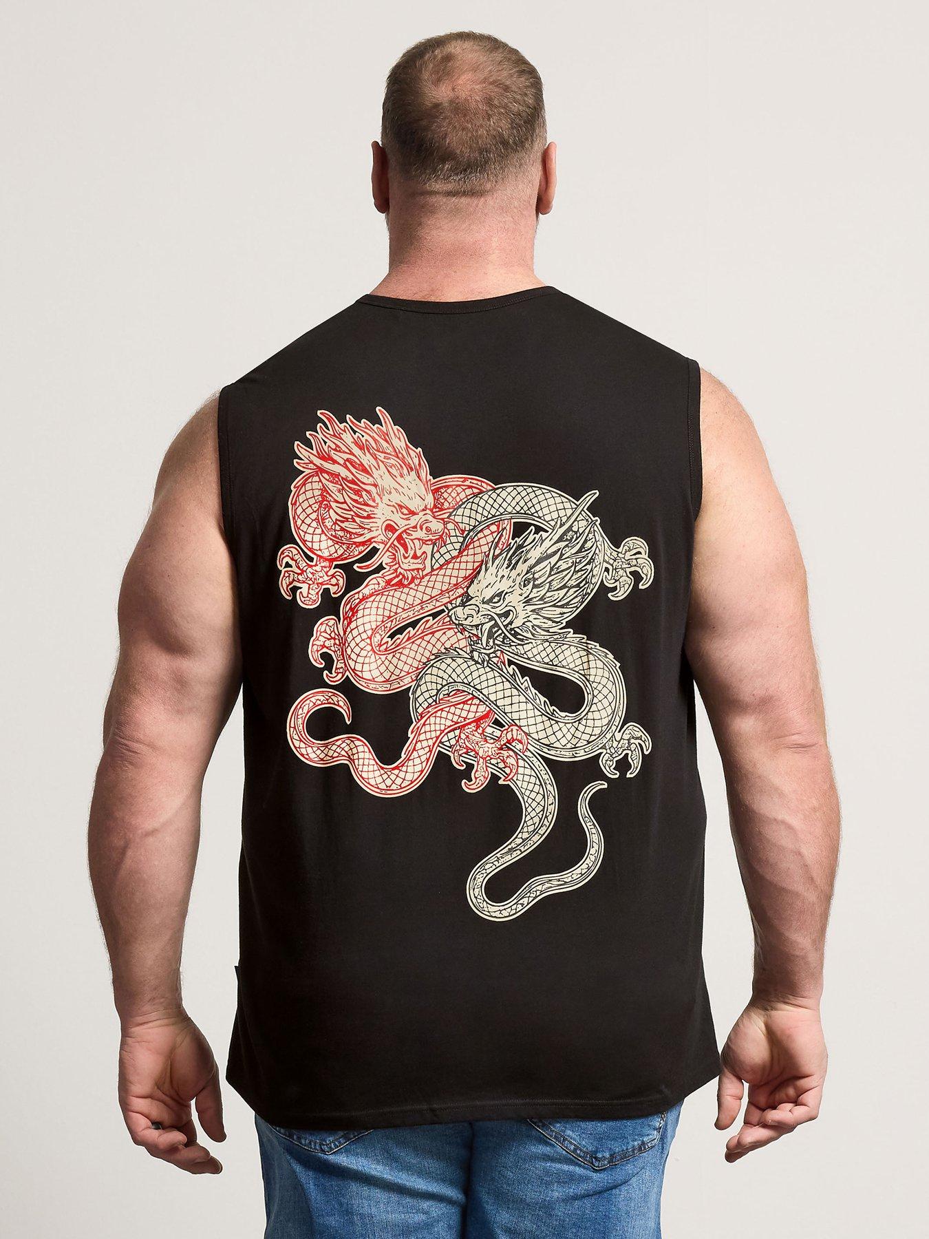 Image 2 of 6 of BadRhino Dragon Print Muscle Vest - Black