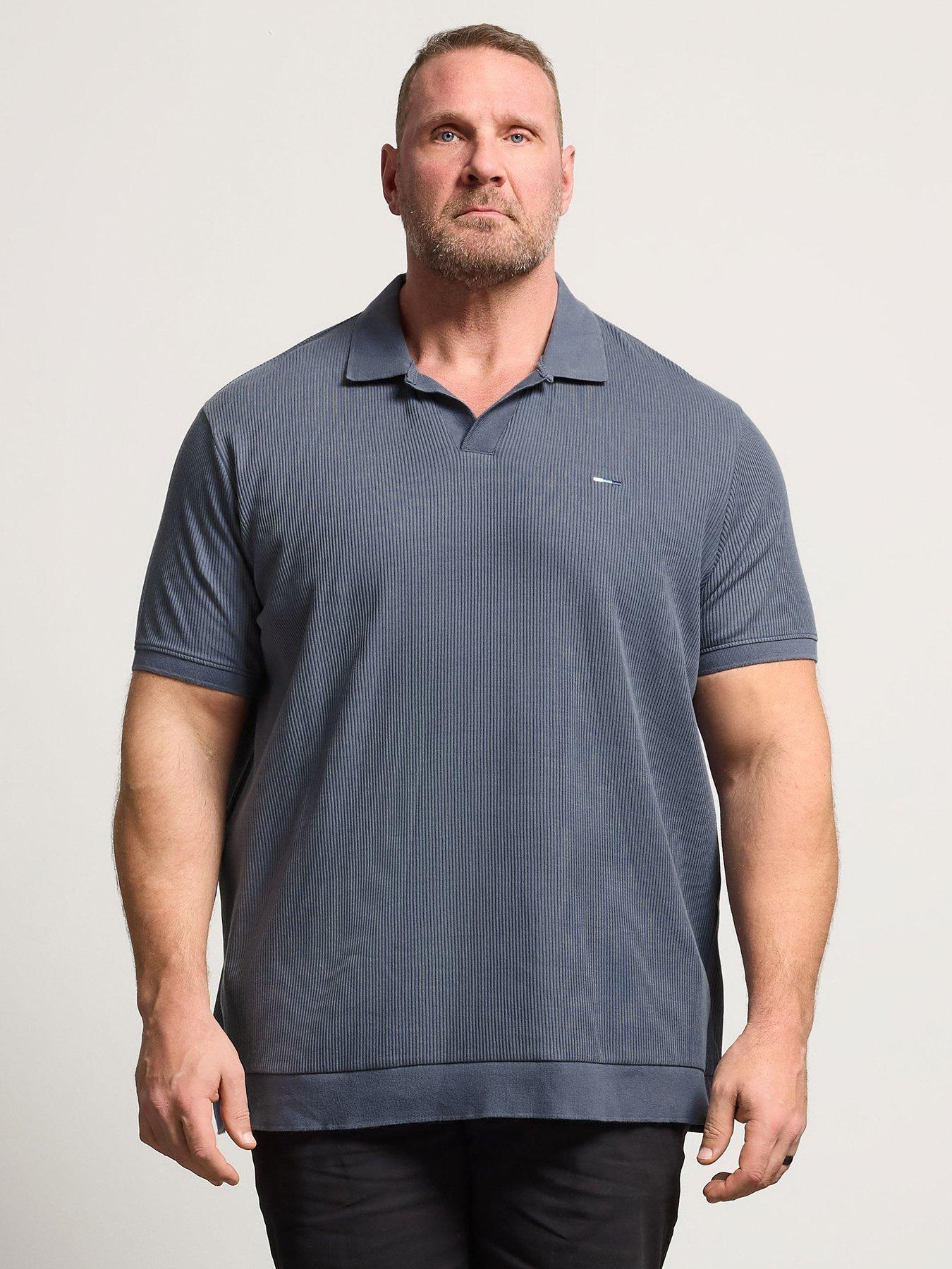 BadRhino Ribbed Trophy Neck Polo Shirt, Blue, Size 5-6Xl, Men