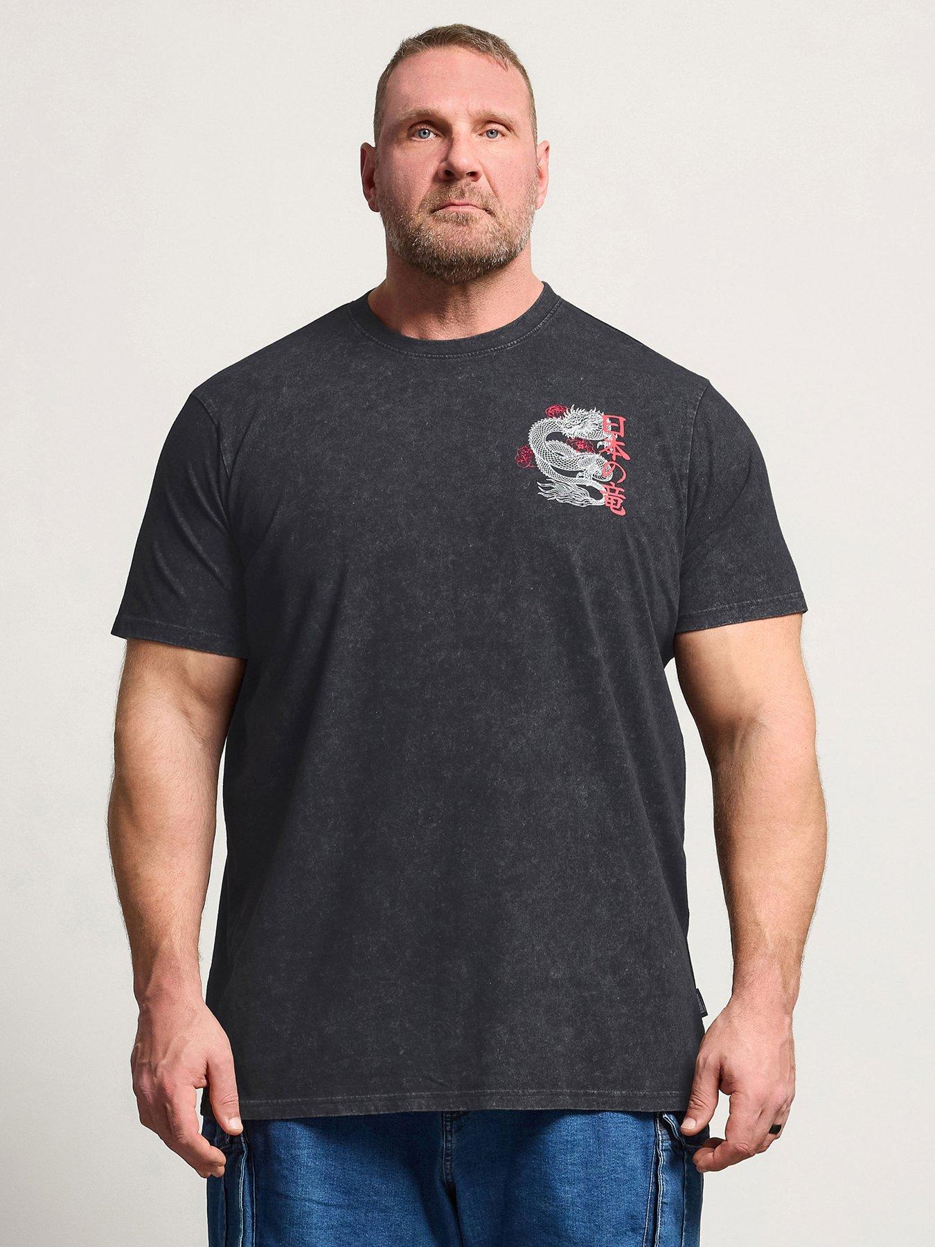 BadRhino Men's Dragon Graphic Acid Wash T-Shirt - Black