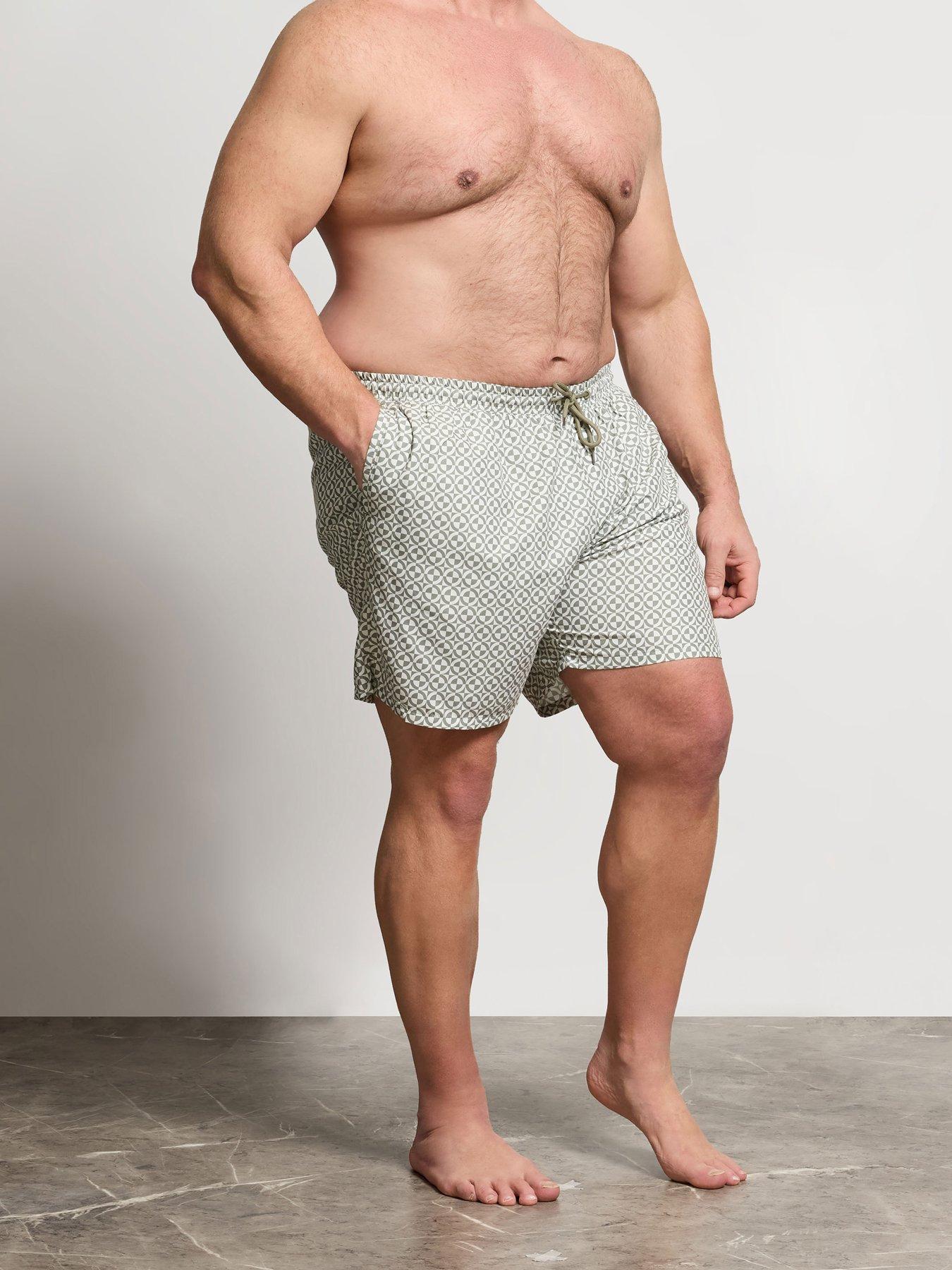 BadRhino Vetiver Geometric Print Swim Shorts, Grey, Size 3Xl, Men