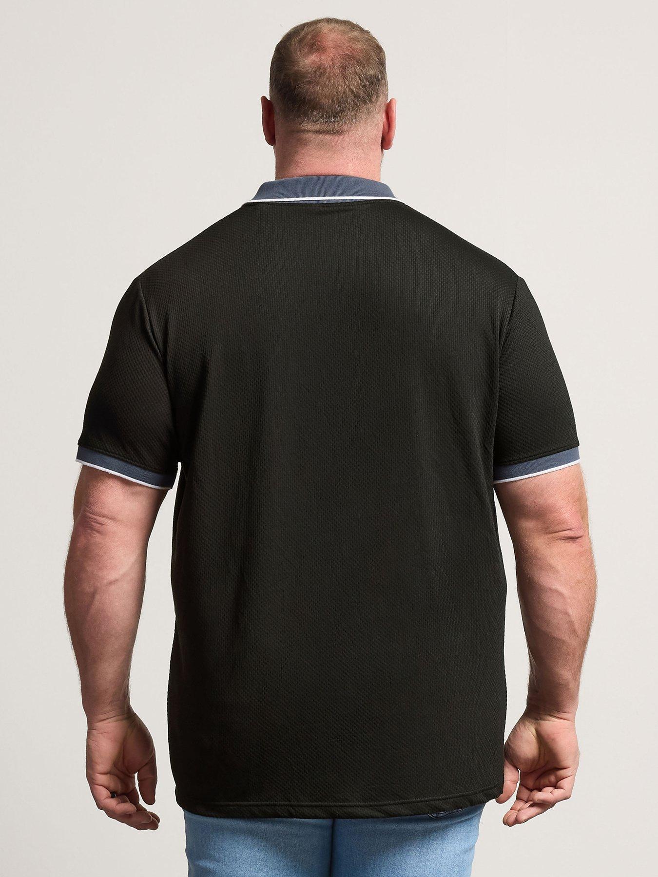Image 2 of 5 of BadRhino Textured Jacquard Zip Polo Shirt - Black