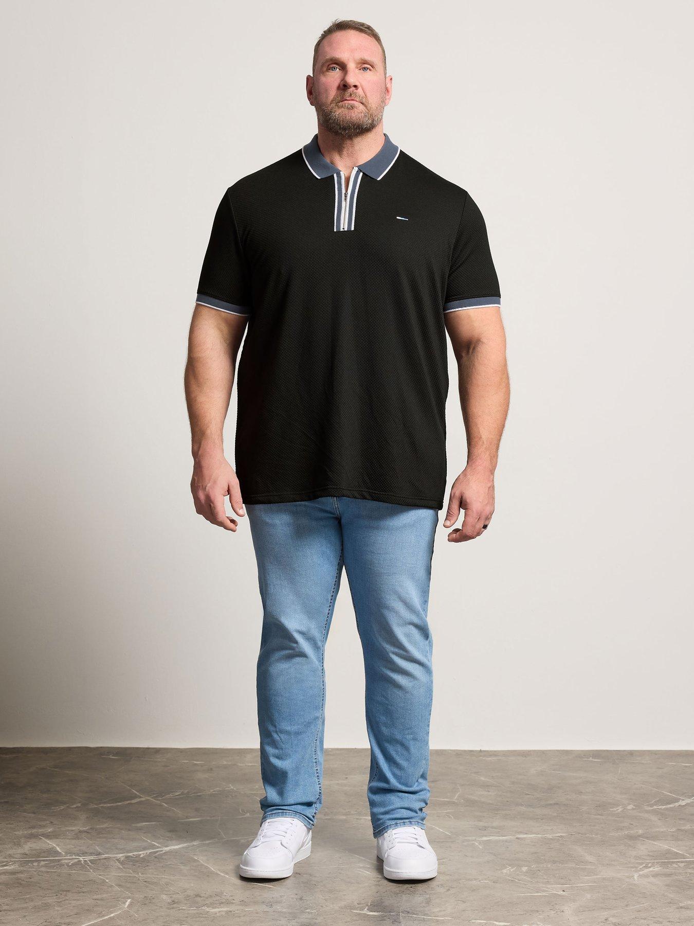 Image 3 of 5 of BadRhino Textured Jacquard Zip Polo Shirt - Black