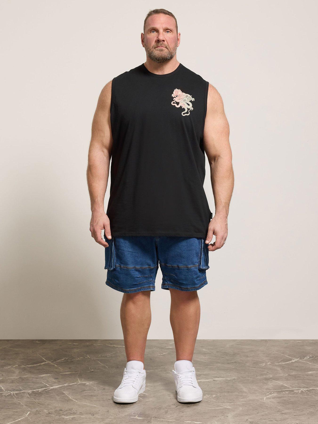 Image 3 of 5 of BadRhino Dragon Print Muscle Print Vest - Black