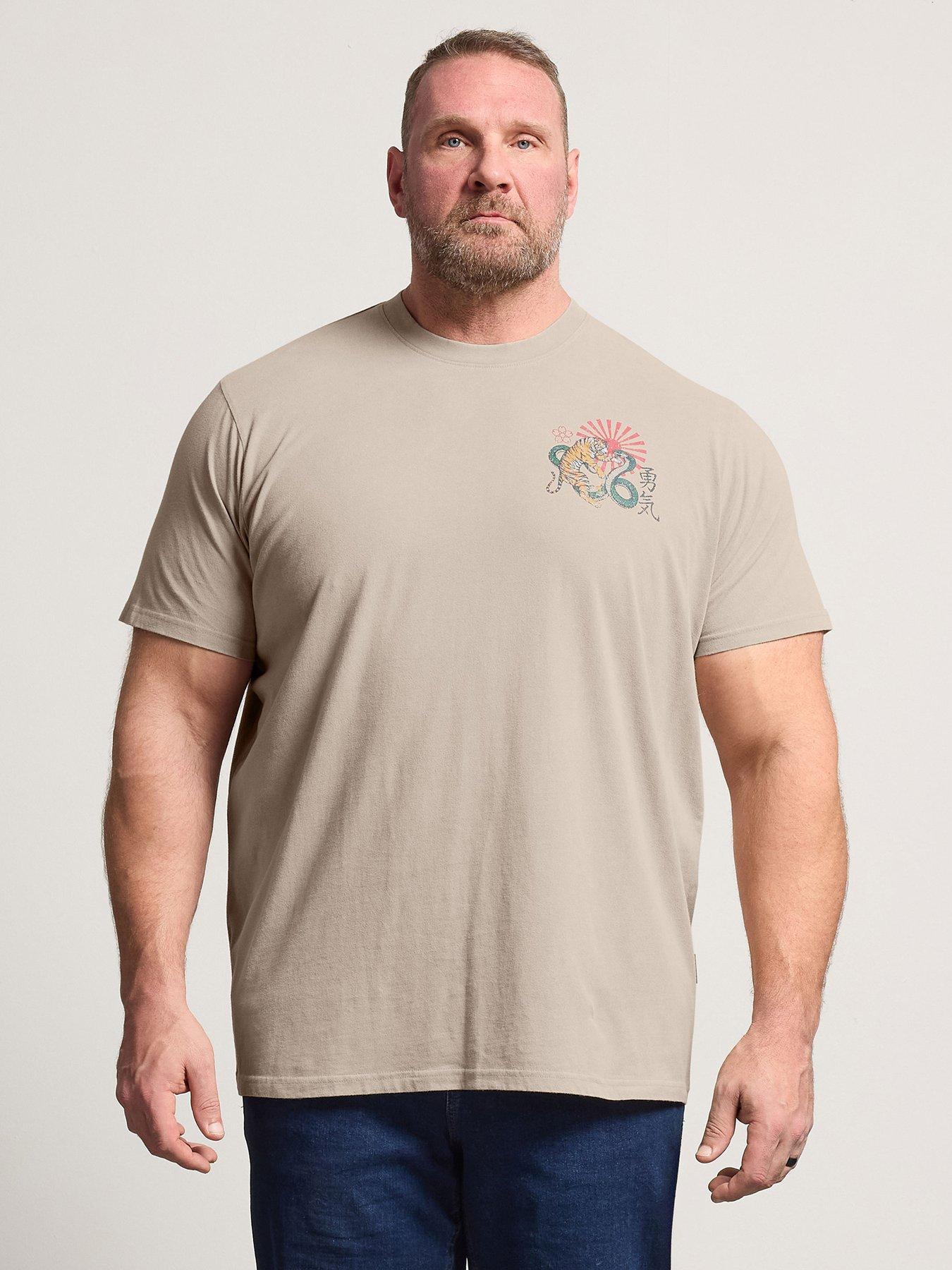 BadRhino Printed Tiger Acid Wash T-Shirt - Grey