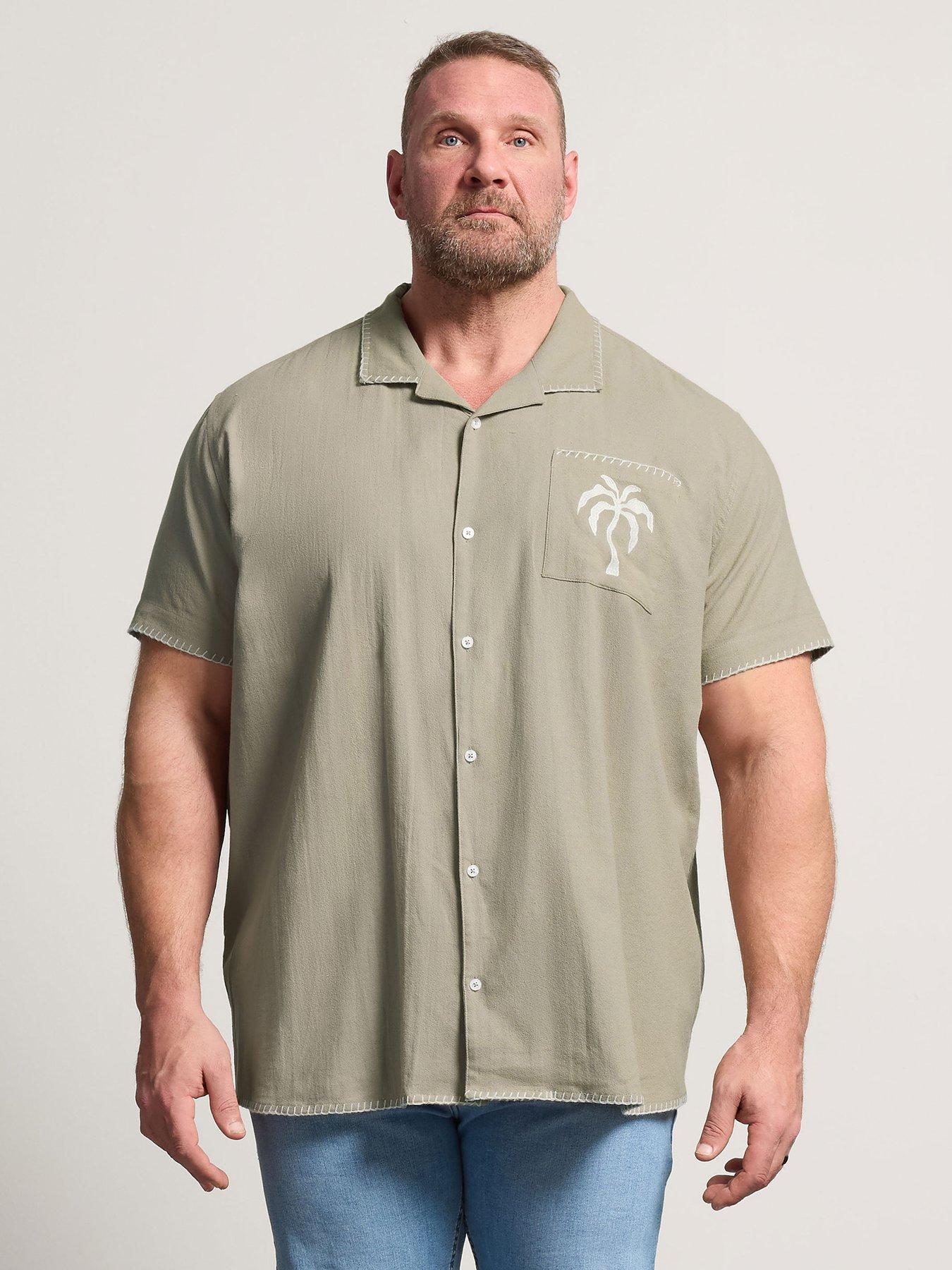BadRhino Heavyweight Palm Embroidered Shirt, Brown, Size 4Xl, Men