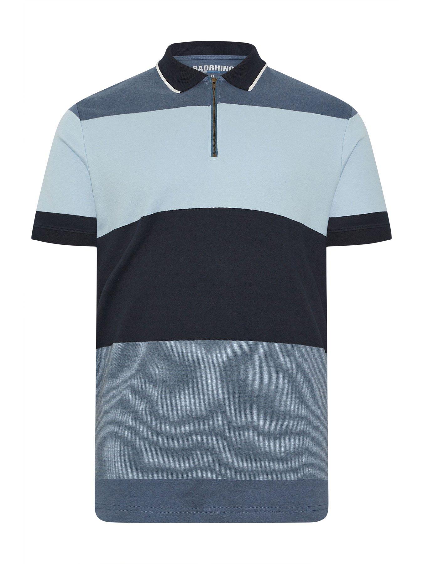 Image 5 of 5 of BadRhino Badrhino Striped Zip Polo Shirt