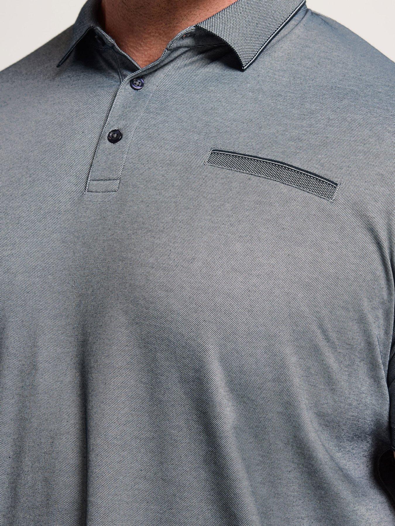 Image 4 of 5 of BadRhino Two Tone Textured Polo Shirt - Blue