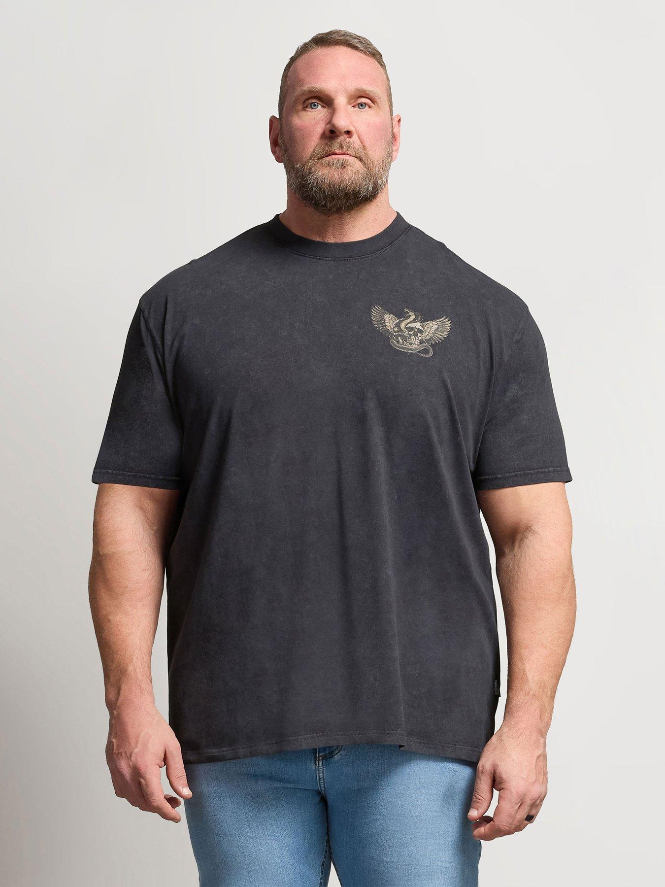 BadRhino Snake Skull Acid Wash T-Shirt - Grey