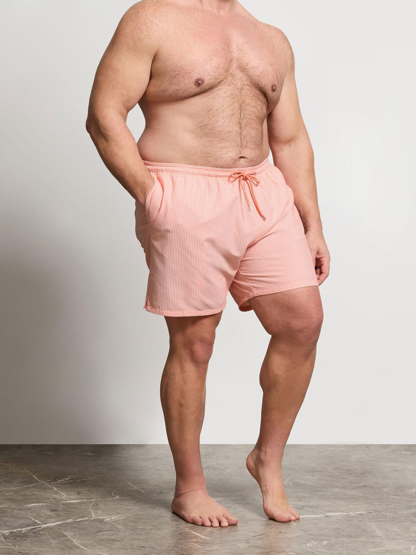 BadRhino Tonal Seersucker Stripe Swim Shorts - Pink