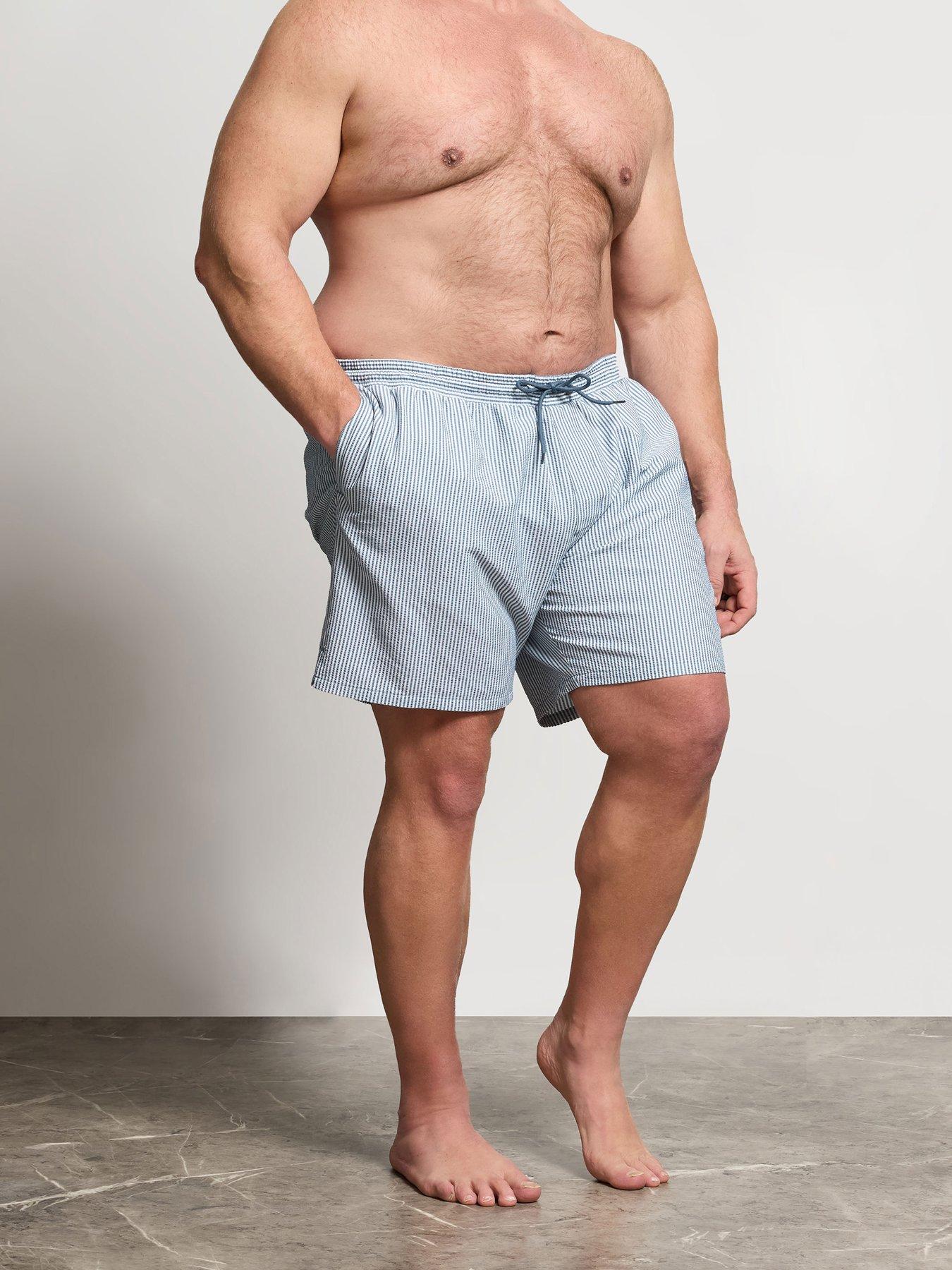 BadRhino Seersucker Stripe Swim Shorts, Blue, Size 1Xl, Men