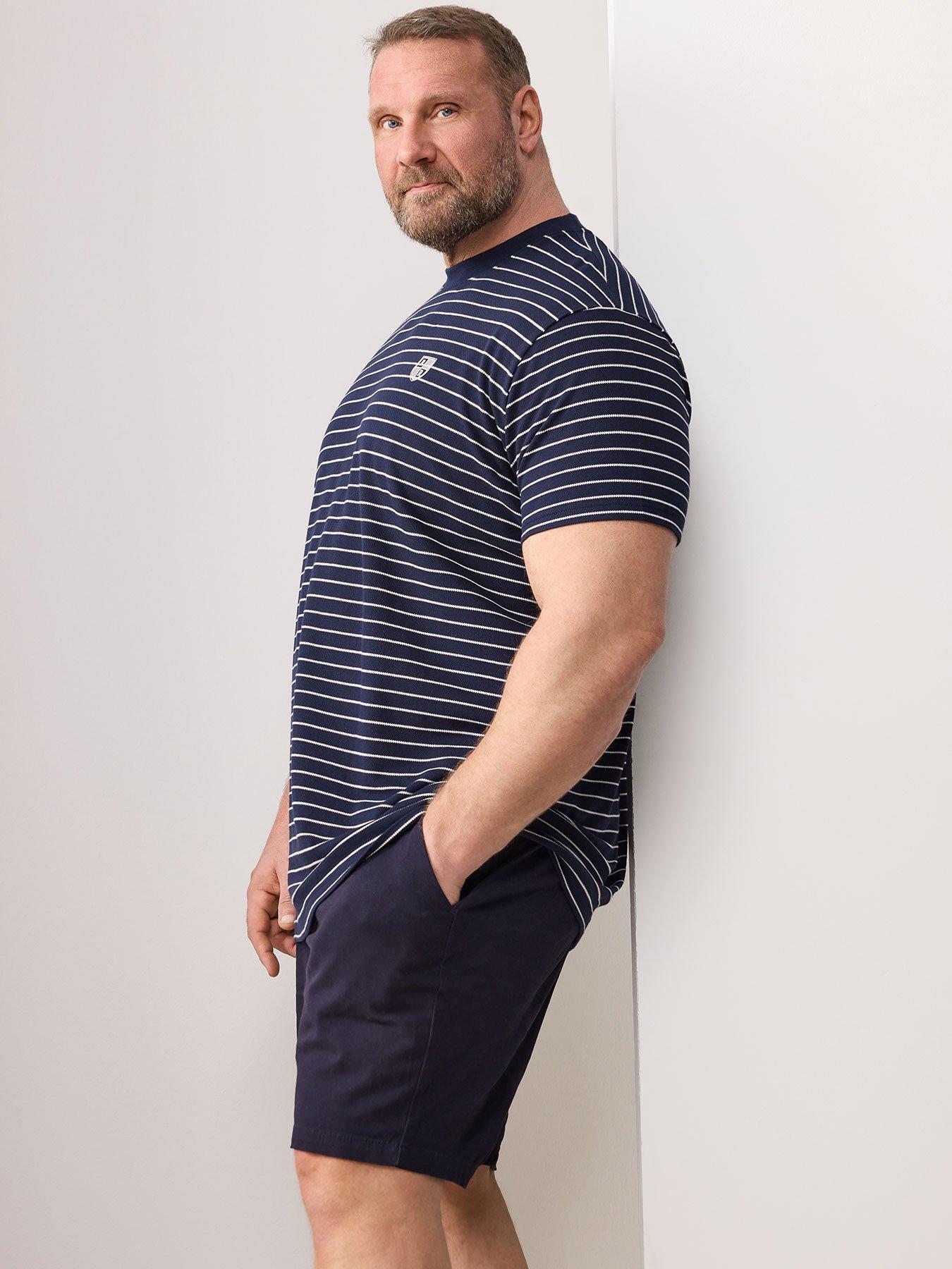 BadRhino Pique Stripe T-Shirt, Blue, Size 7-8Xl, Men