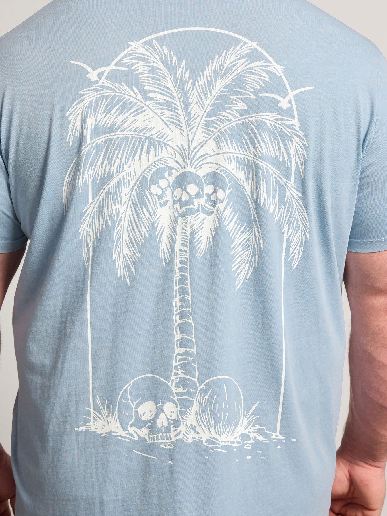 Image 4 of 4 of BadRhino Acid Wash Skull T-Shirt - Blue