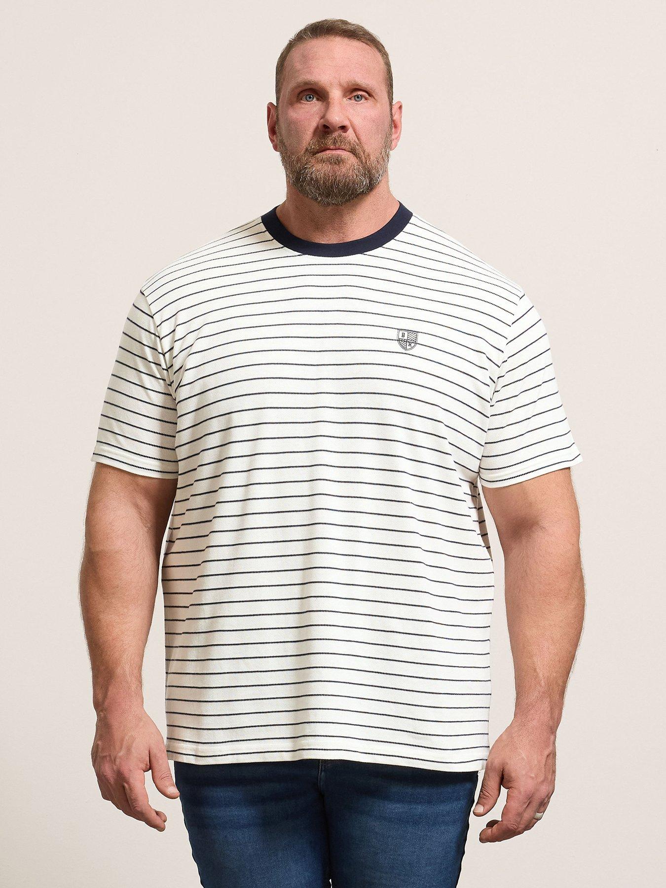 BadRhino Pique Stripe T-Shirt, Natural, Size 2Xl, Men