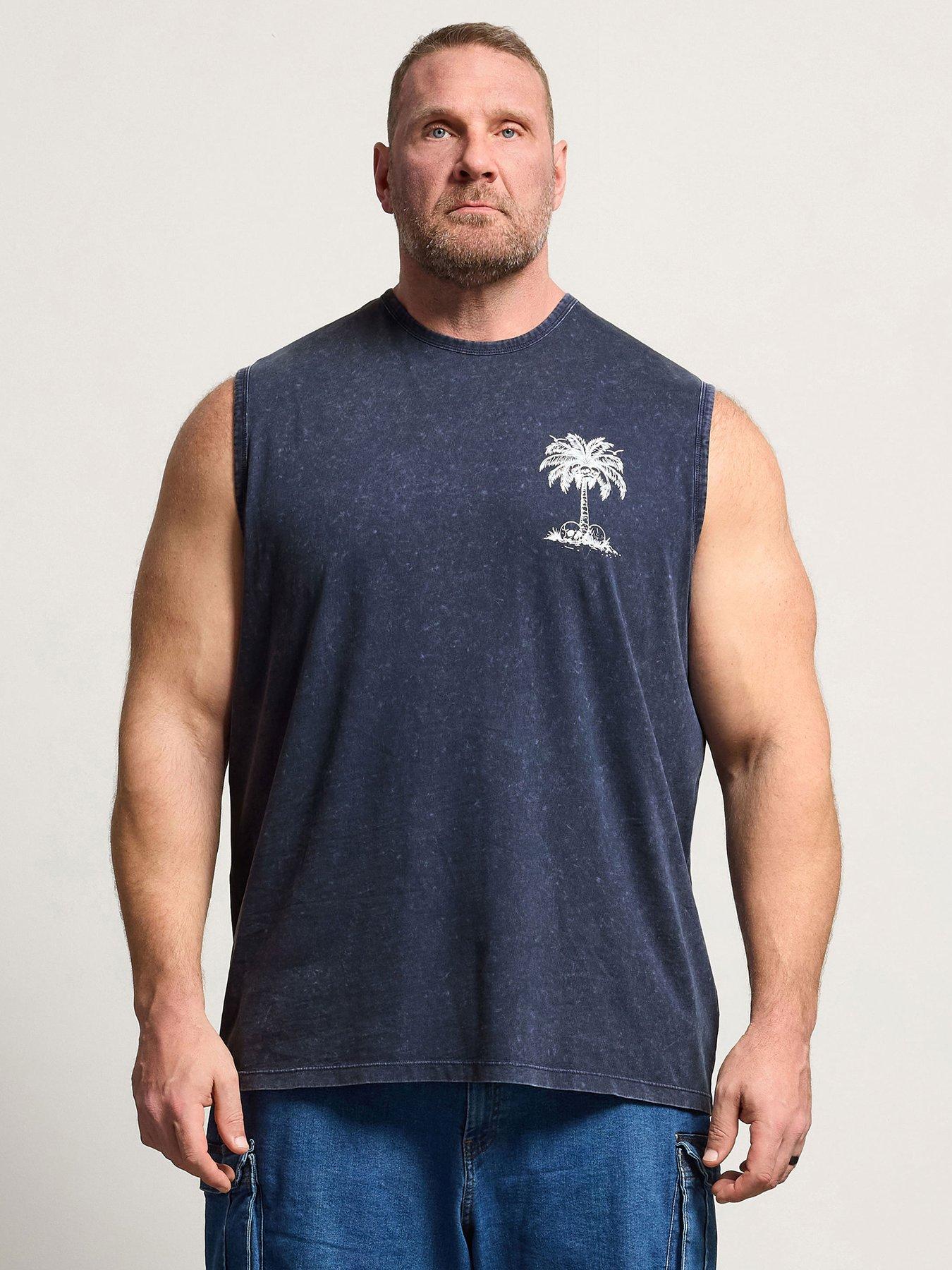 BadRhino Acid Wash Skull Muscle Vest, Blue, Size 5-6Xl, Men
