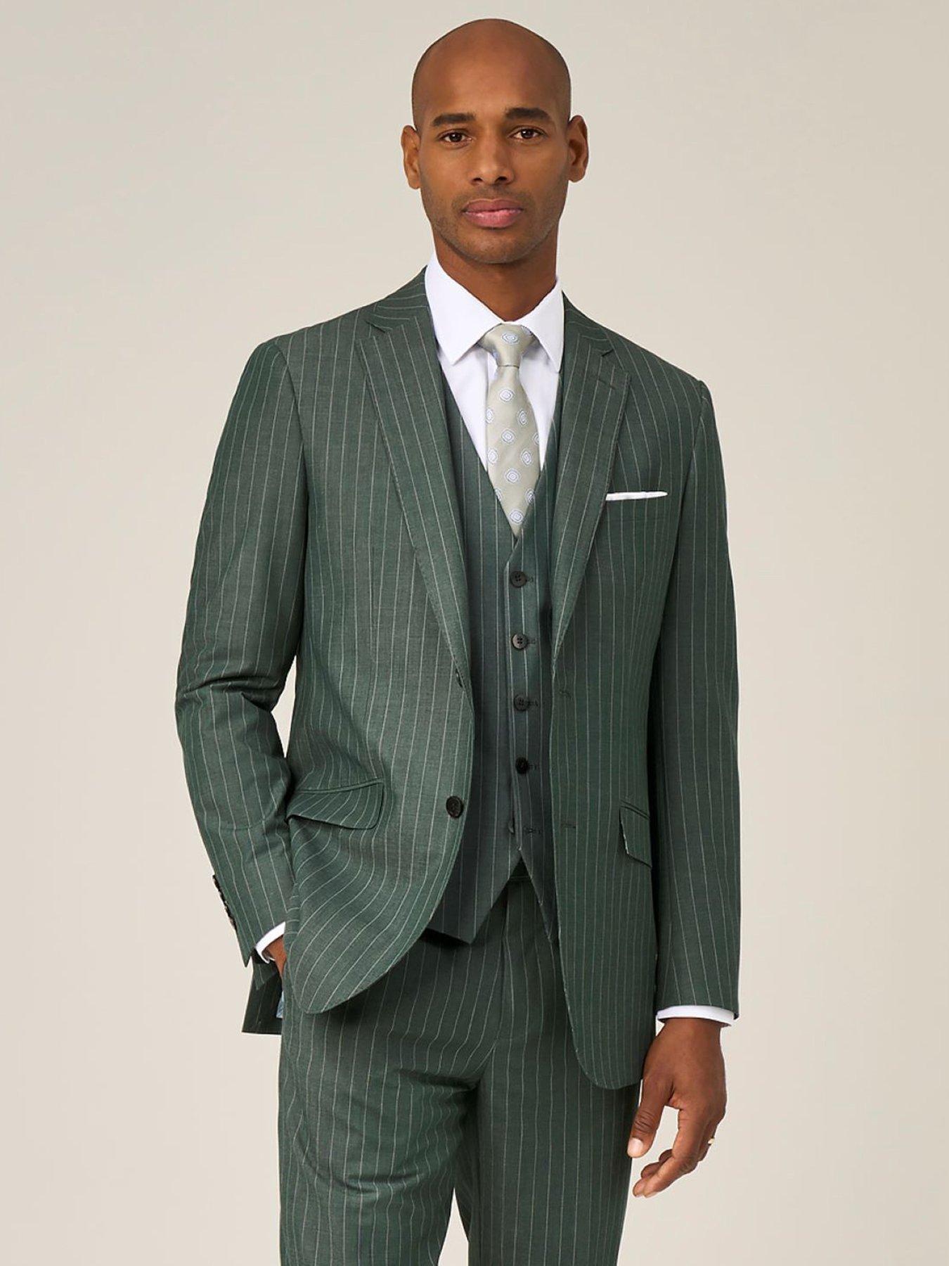 Image 1 of 6 of Skopes Skopes Levins Green Pinstripe Tailored Fit Suit Jacket