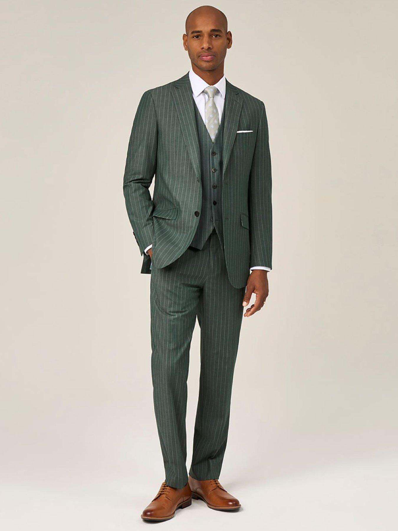 Image 3 of 6 of Skopes Skopes Levins Green Pinstripe Tailored Fit Suit Jacket