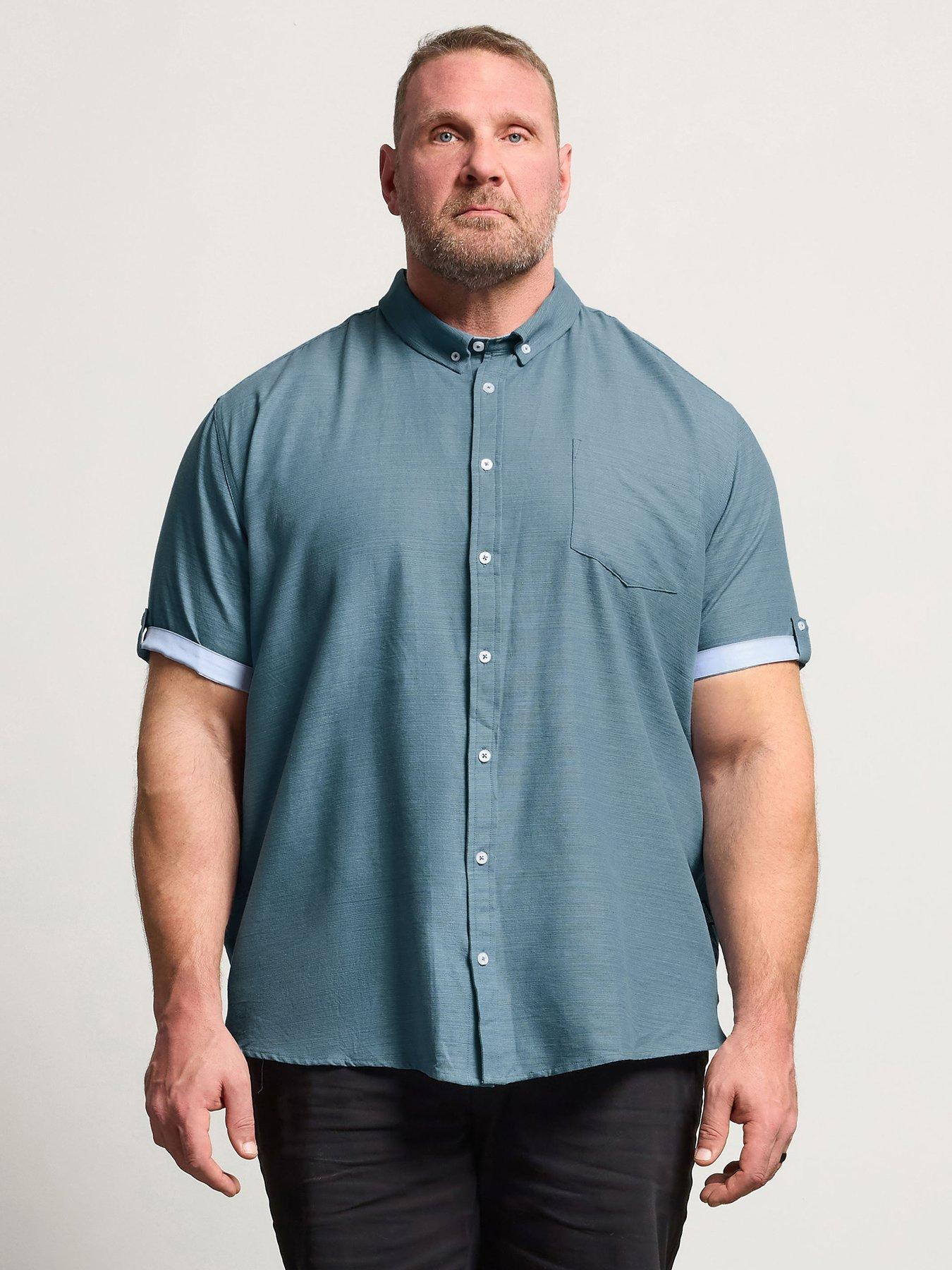 BadRhino Slub Short Sleeve Shirt, Blue, Size 4Xl, Men