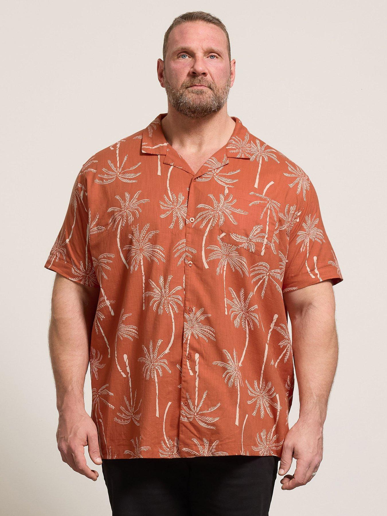 BadRhino Palm Tree Print Short Sleeve Shirt - Red