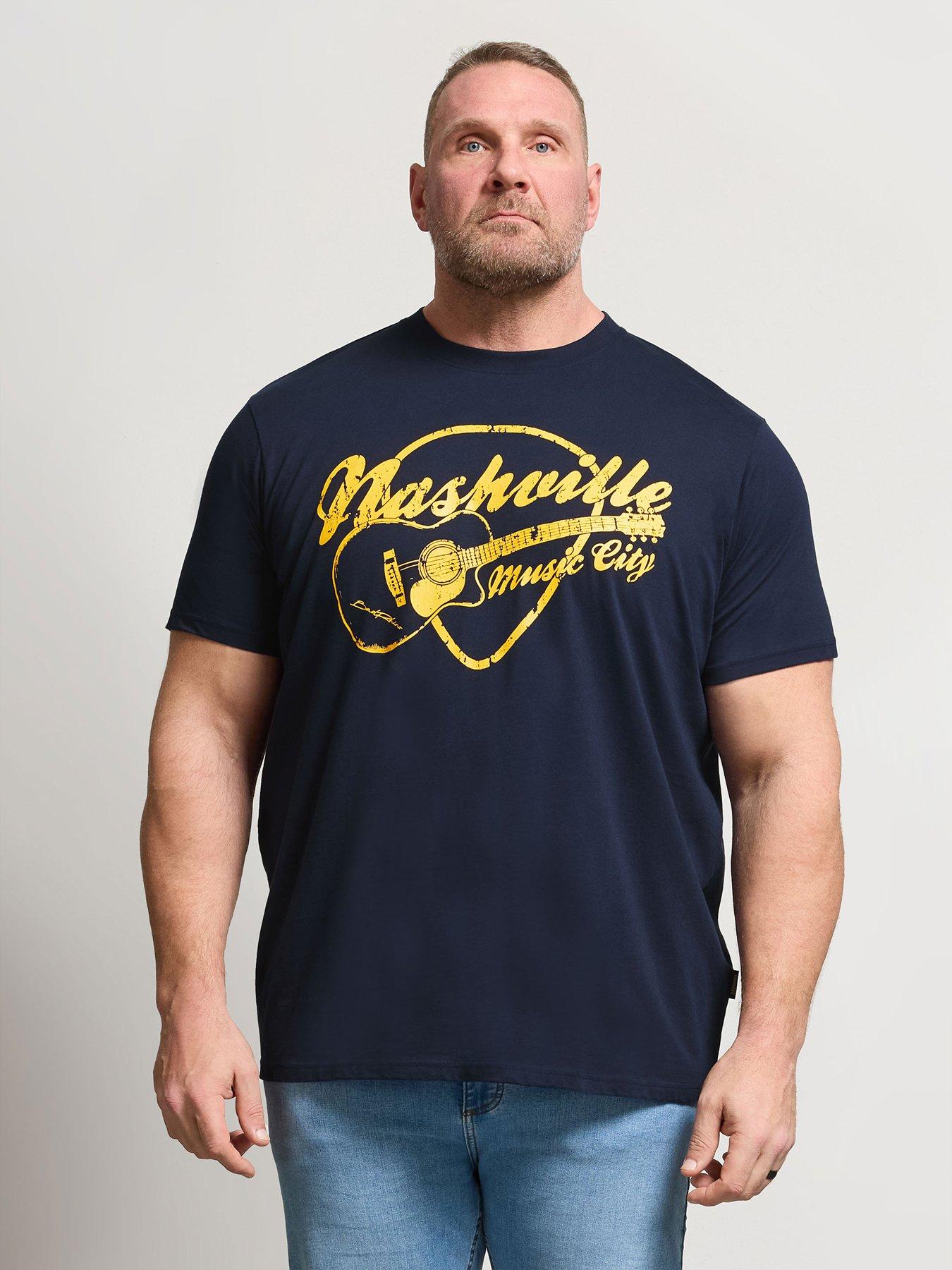 BadRhino Nashville Guitar T-Shirt, Blue, Size 2Xl, Men