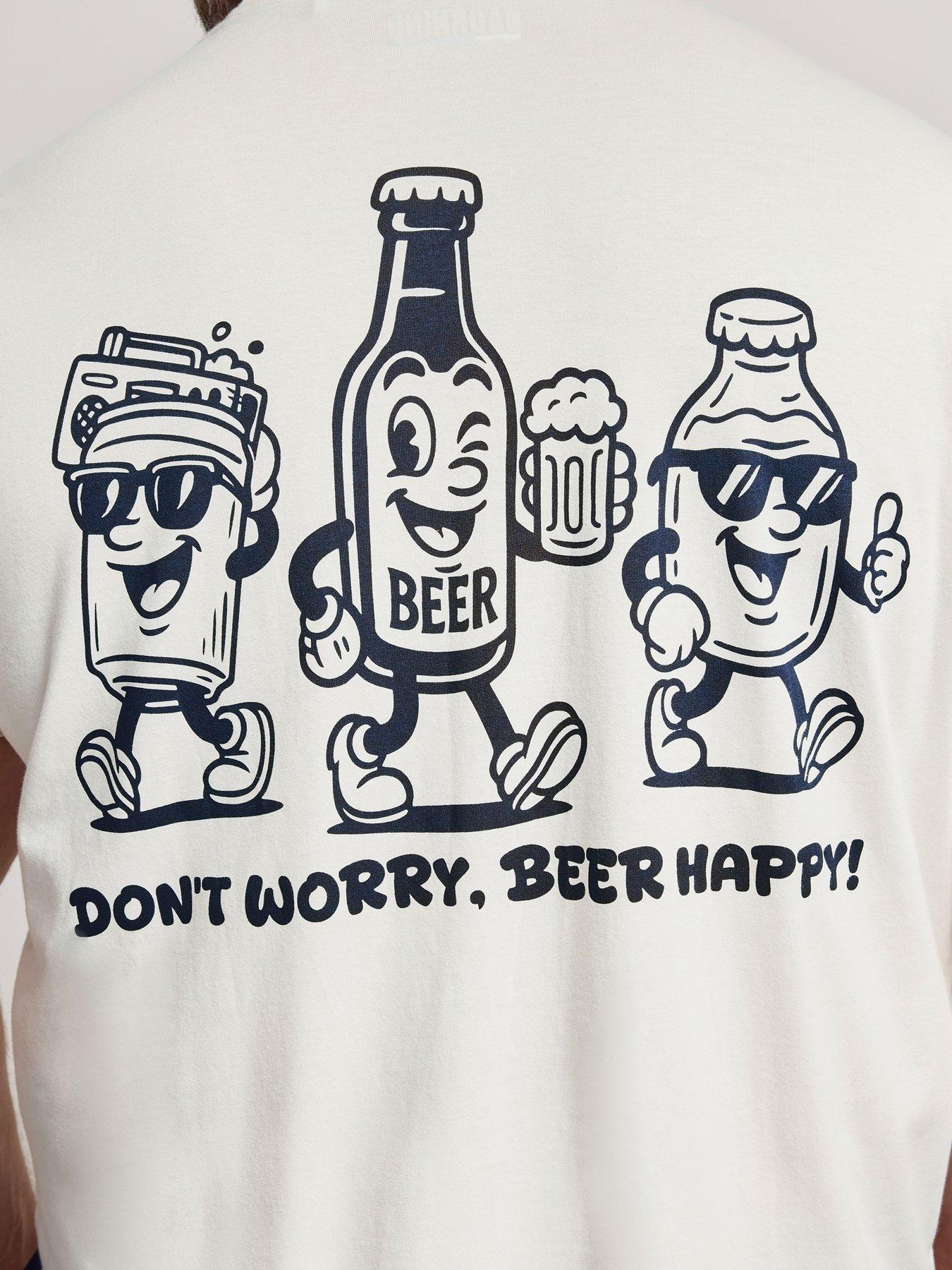 Image 4 of 5 of BadRhino Don't Worry Beer Happy T-Shirt - White