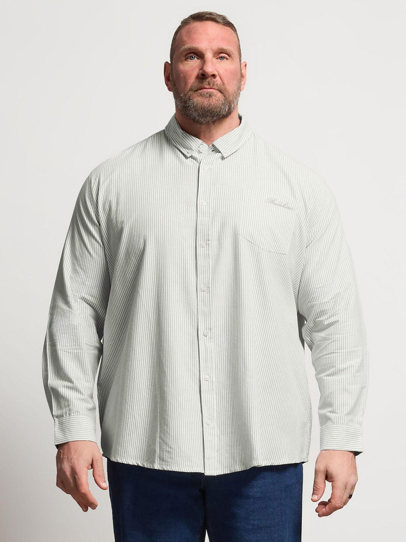 Image 1 of 5 of BadRhino Stripe Oxford Long Sleeve Shirt - Green