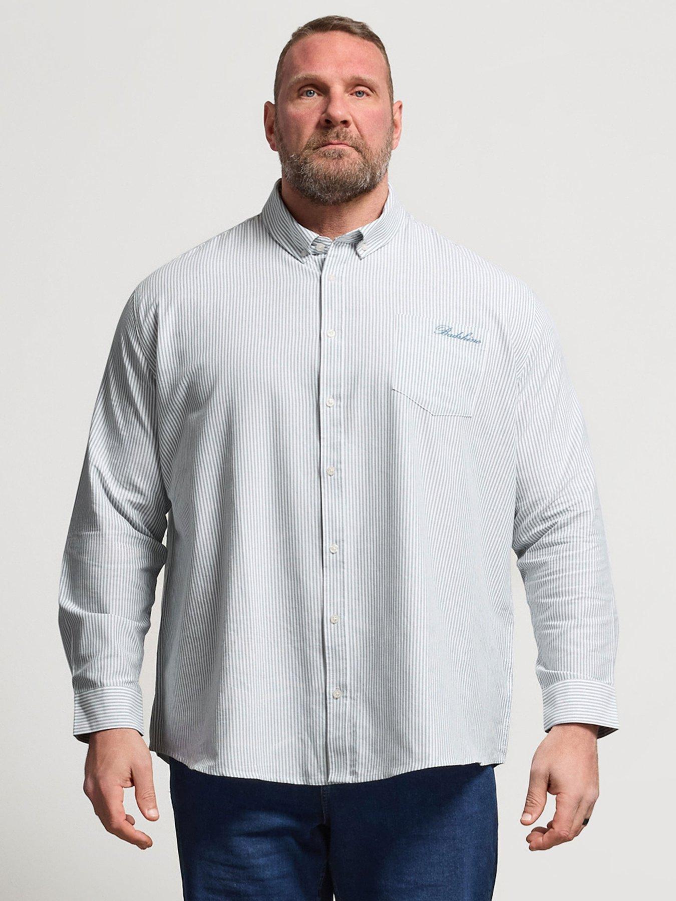 BadRhino Stripe Oxford Long Sleeve Shirt, Blue, Size 4Xl, Men