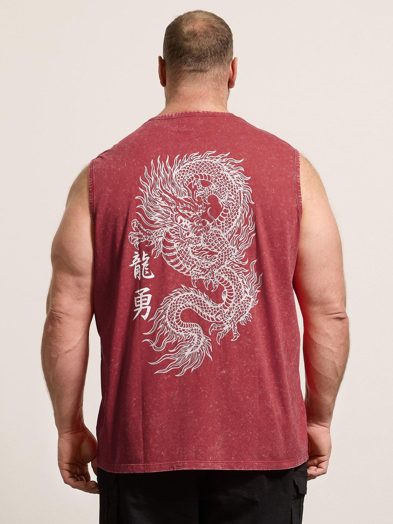 BadRhino Acid Wash Dragon Muscle Vest - Red