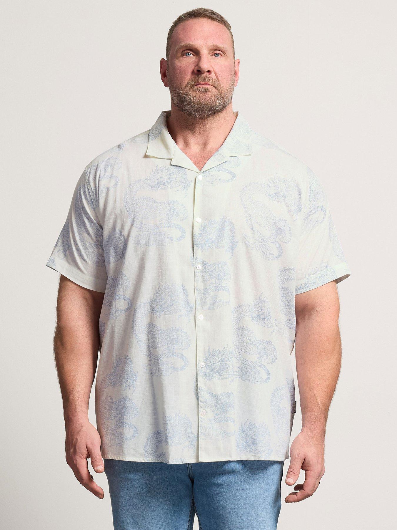 BadRhino Japanese Dragon Slub Short Sleeve Shirt - White