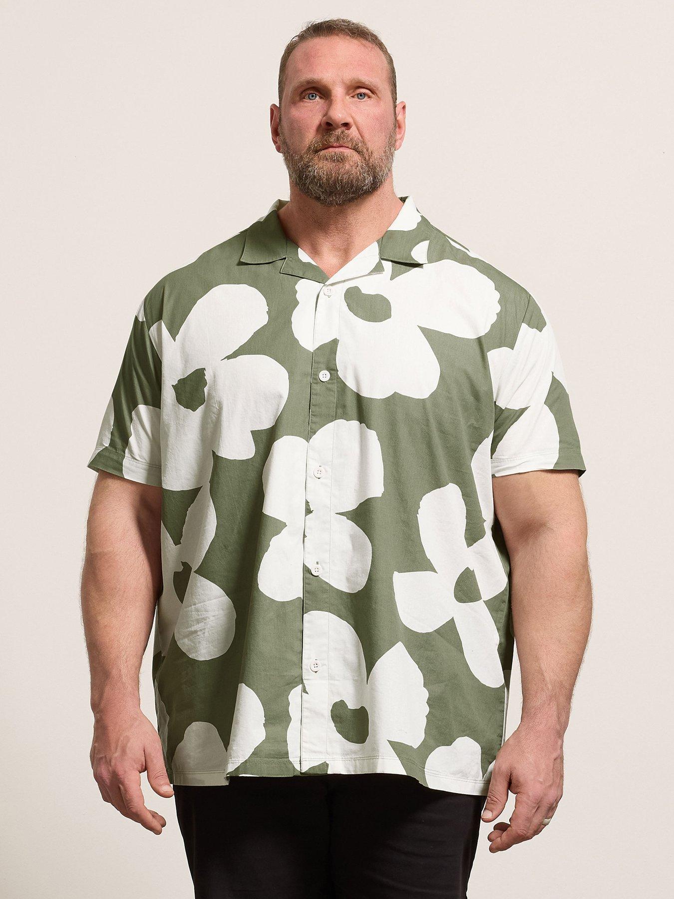 Image 1 of 4 of BadRhino Floral Poplin Short Sleeve Shirt - Green